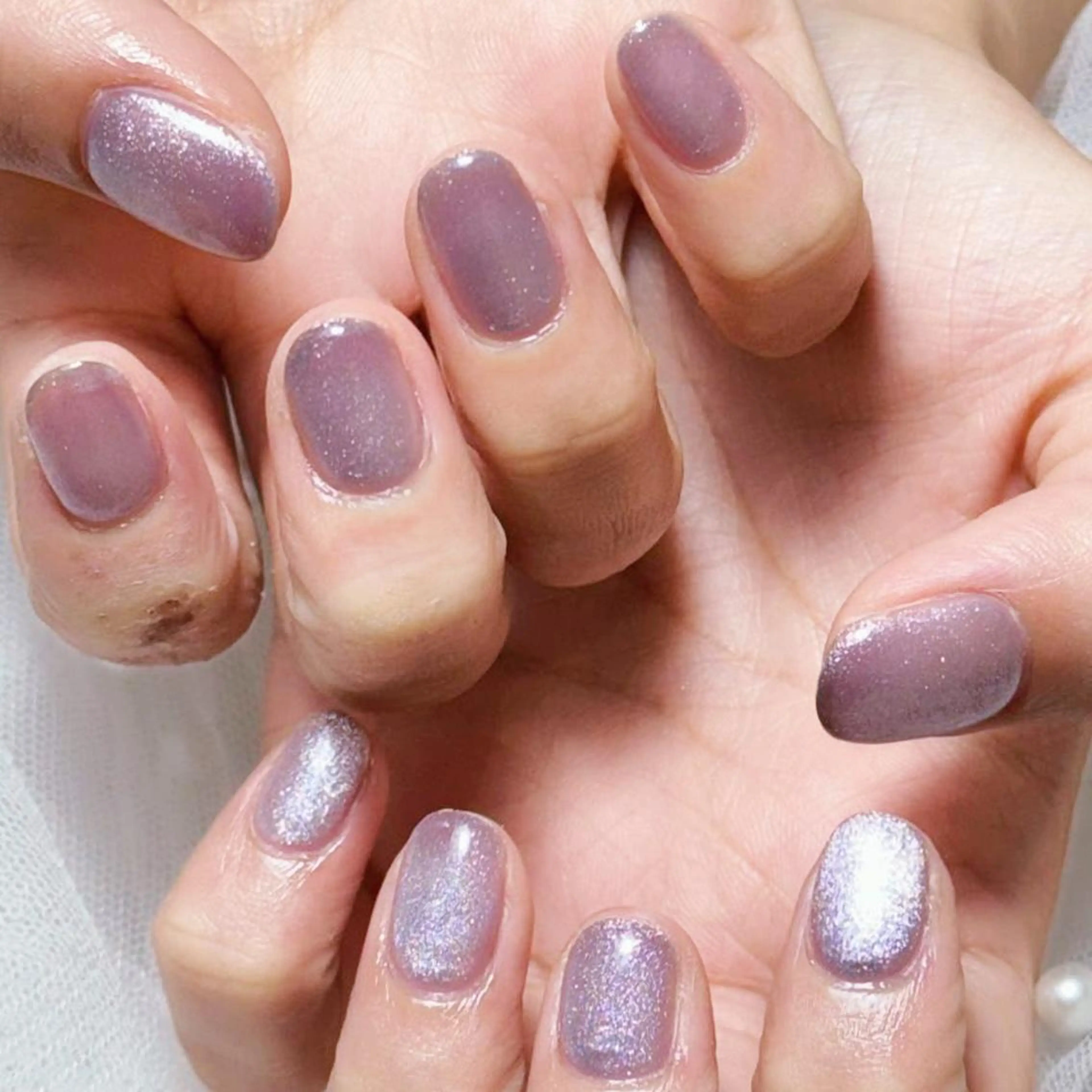 ネイル アートネイル オーロラネイル ガーリー キラキラネイル マグネットネイル Leah 💅のネイルデザイン