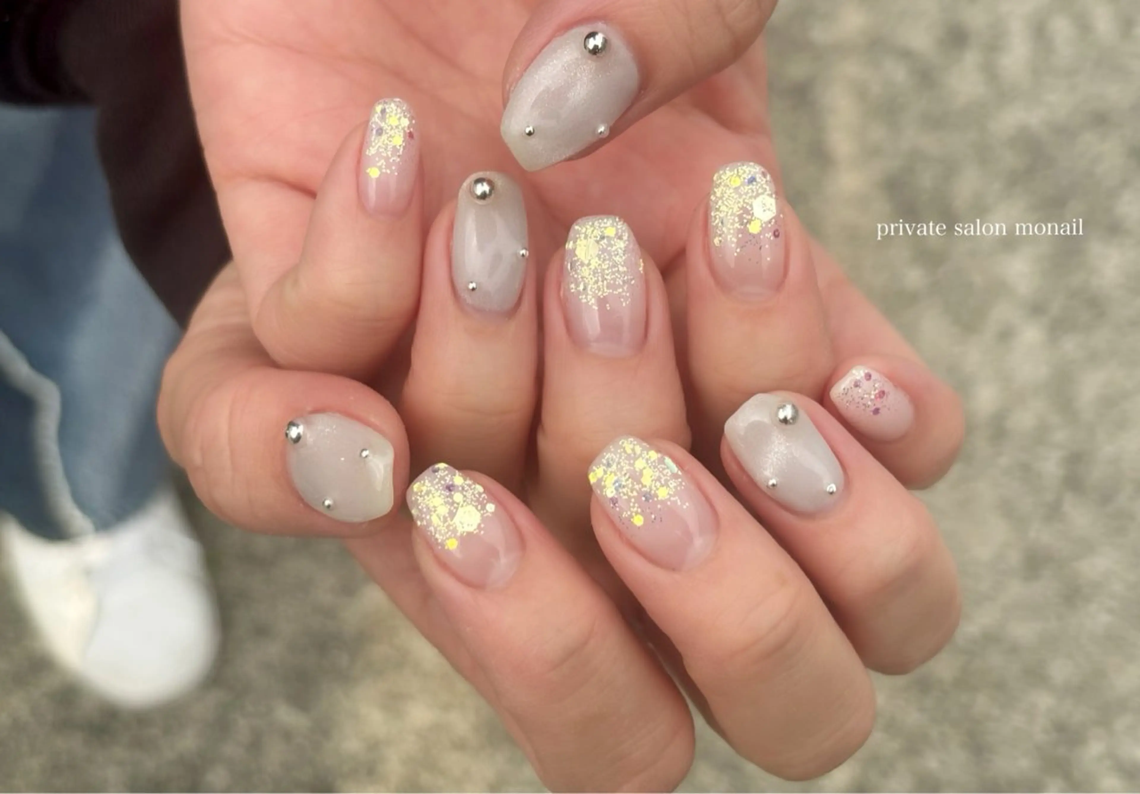 ネイル マグネットネイル シルバー ハンドネイル nail salon monailのネイルデザイン