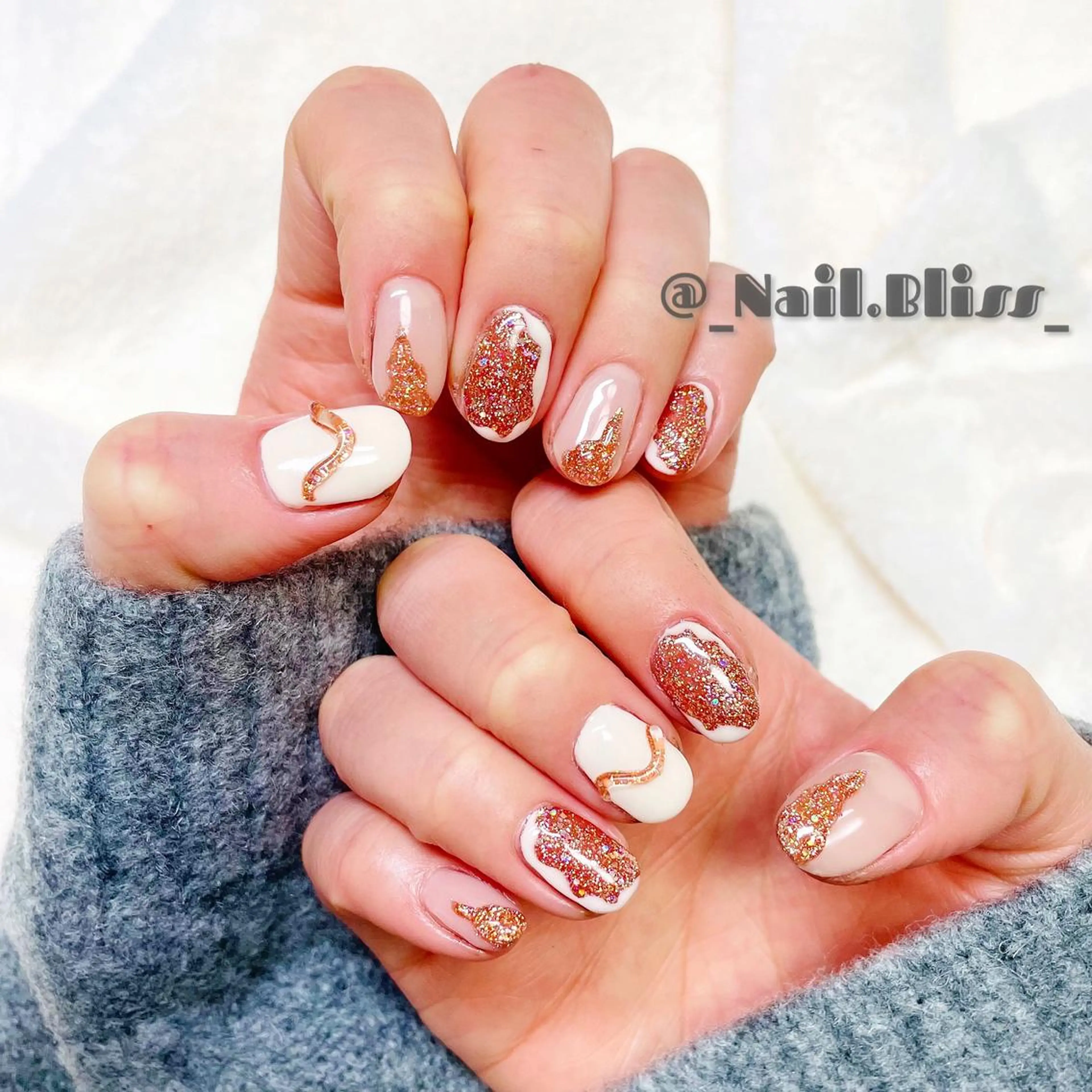 ネイル オレンジ ハンドネイル NAIL BLISSのネイルデザイン