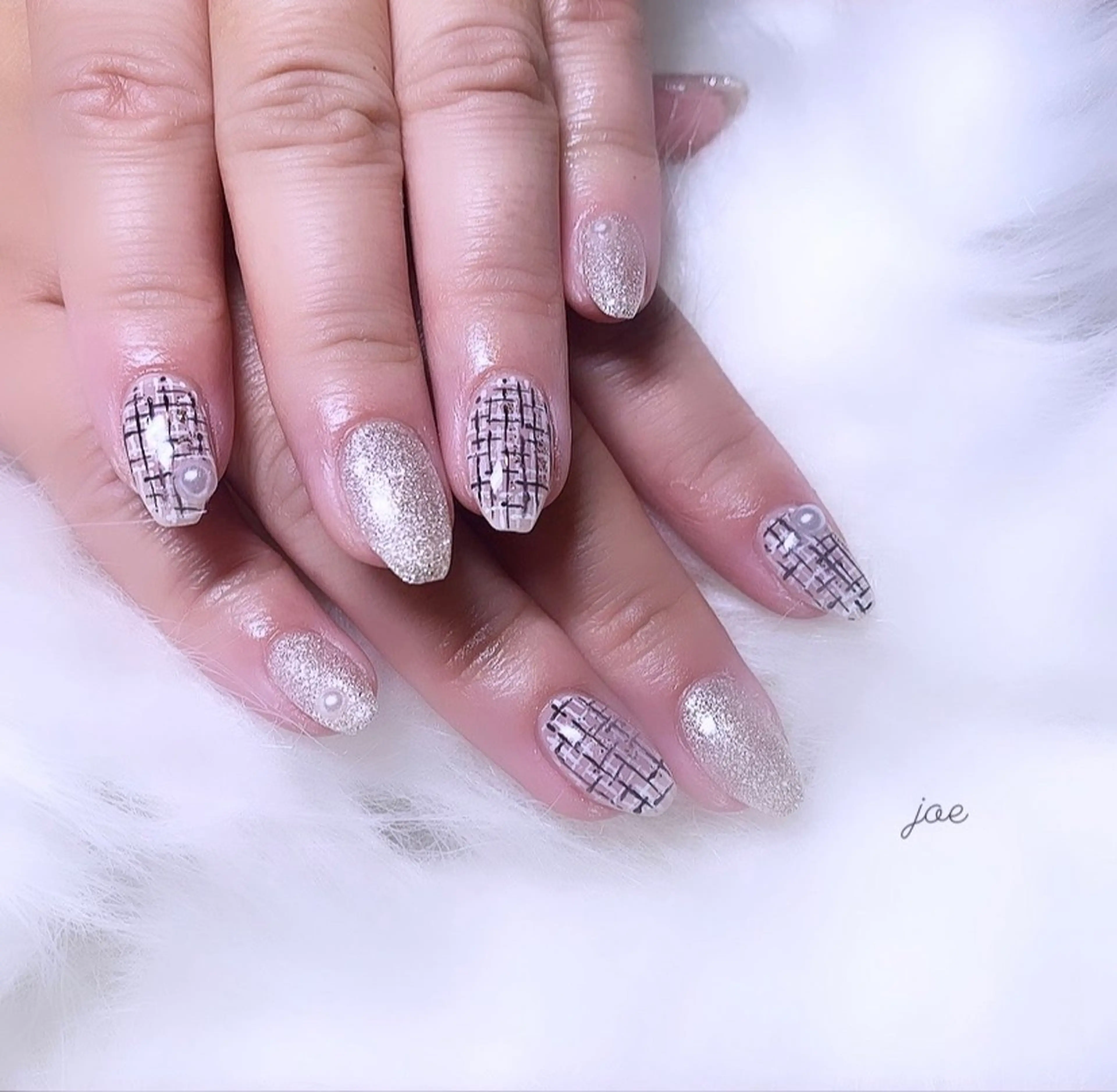 ネイル ツイードネイル ハンドネイル 石堂 さくらのネイルデザイン