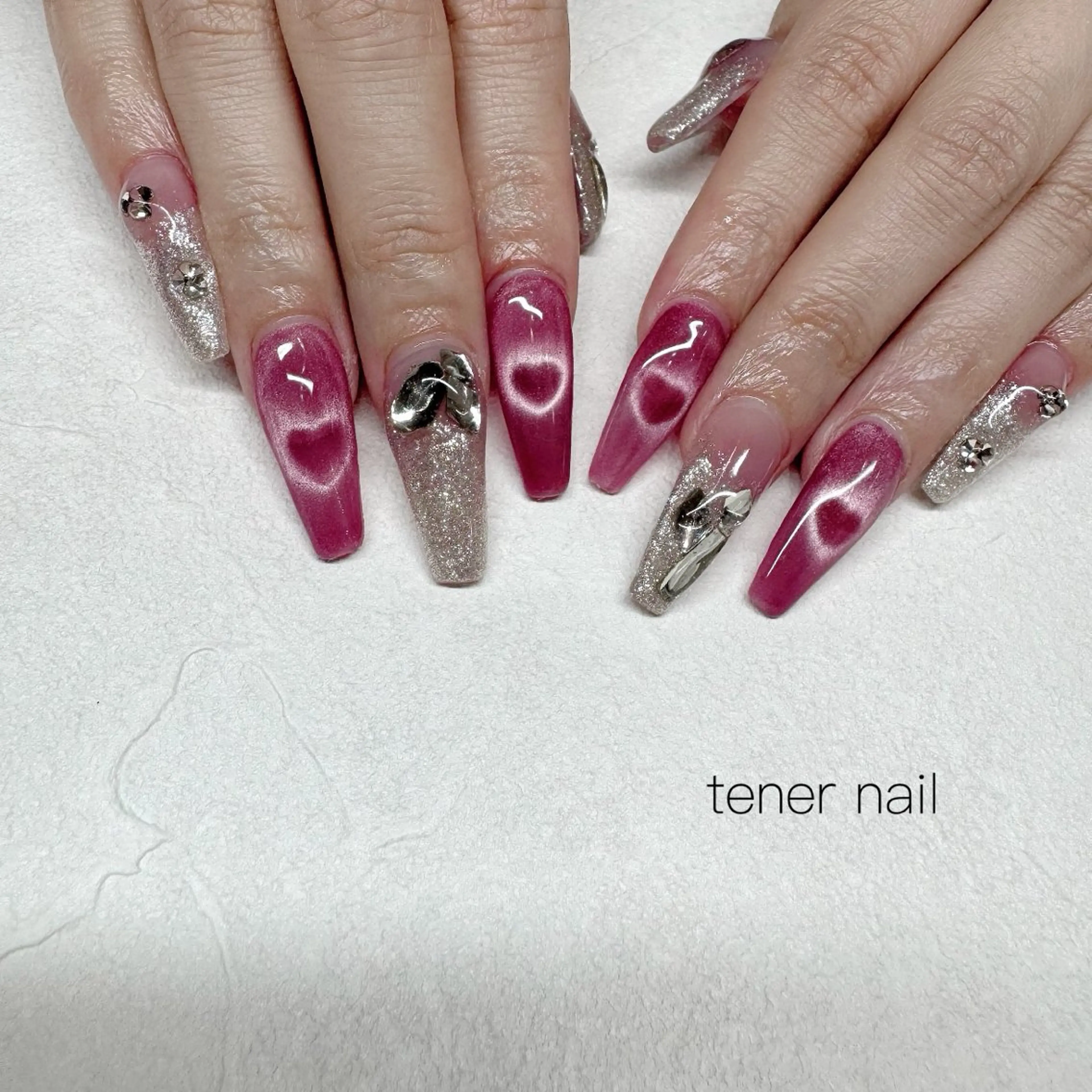 ネイル ハート マグネットネイル スカルプネイル ハンドネイル テネルネイル tener nailのネイルデザイン