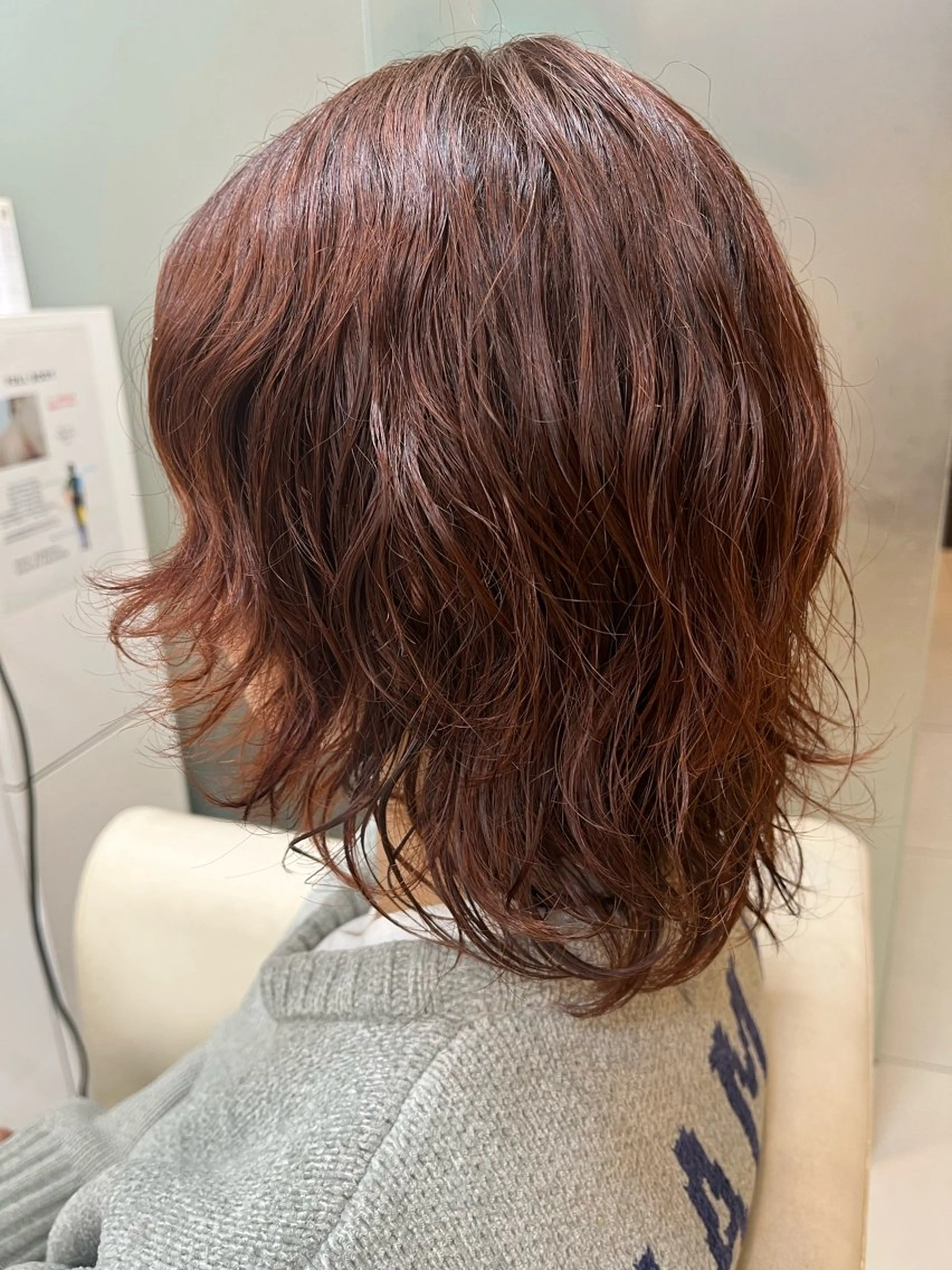 カラー パーマ ブラウンカラー オレンジ オレンジブラウン 柳川 玲也のヘアスタイル