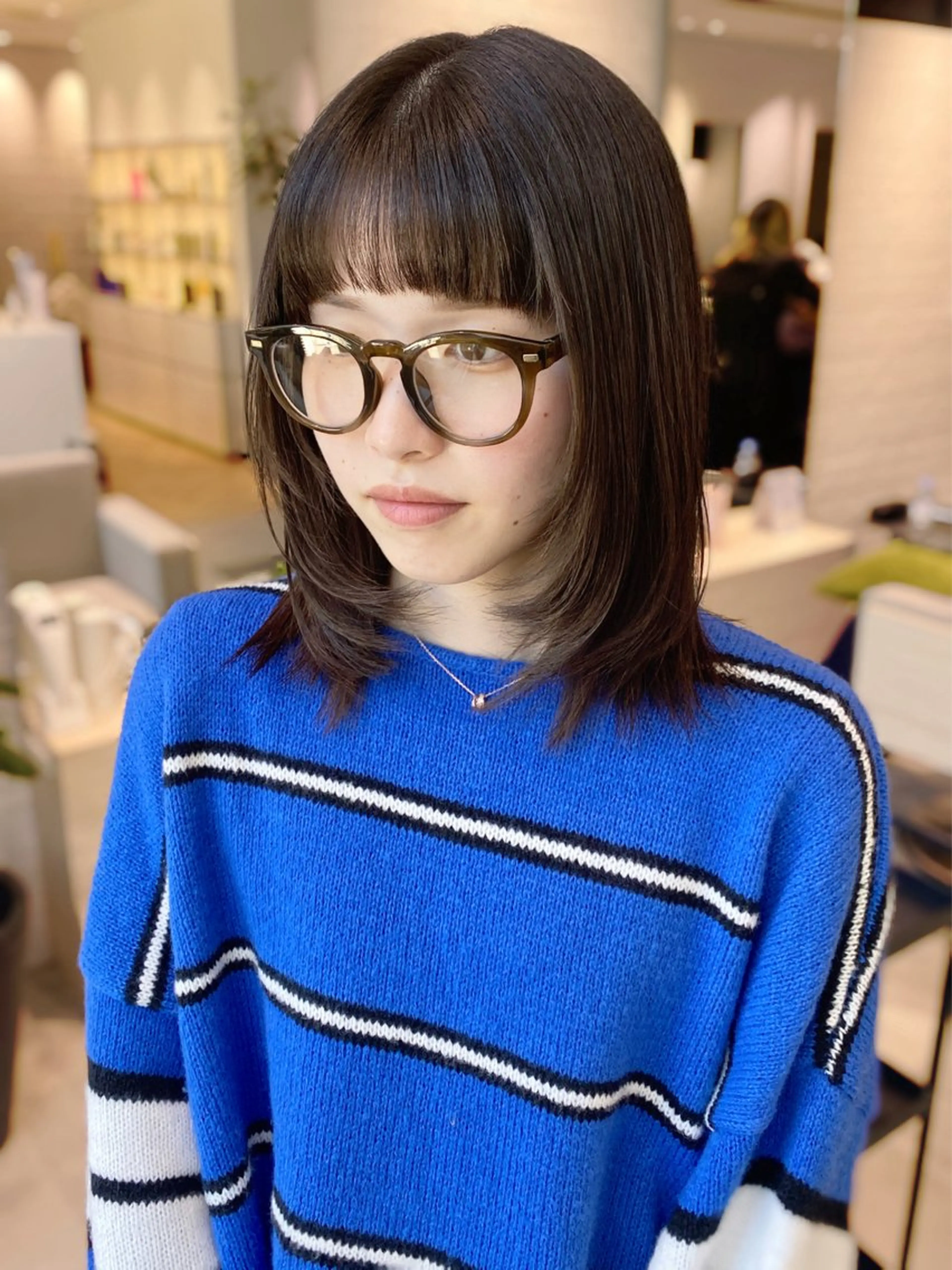 ミディアム レイヤーカット ヘアカラー トリートメント 銀座/韓国レイヤー/ 艶カラー🍓原田侑依のヘアスタイル