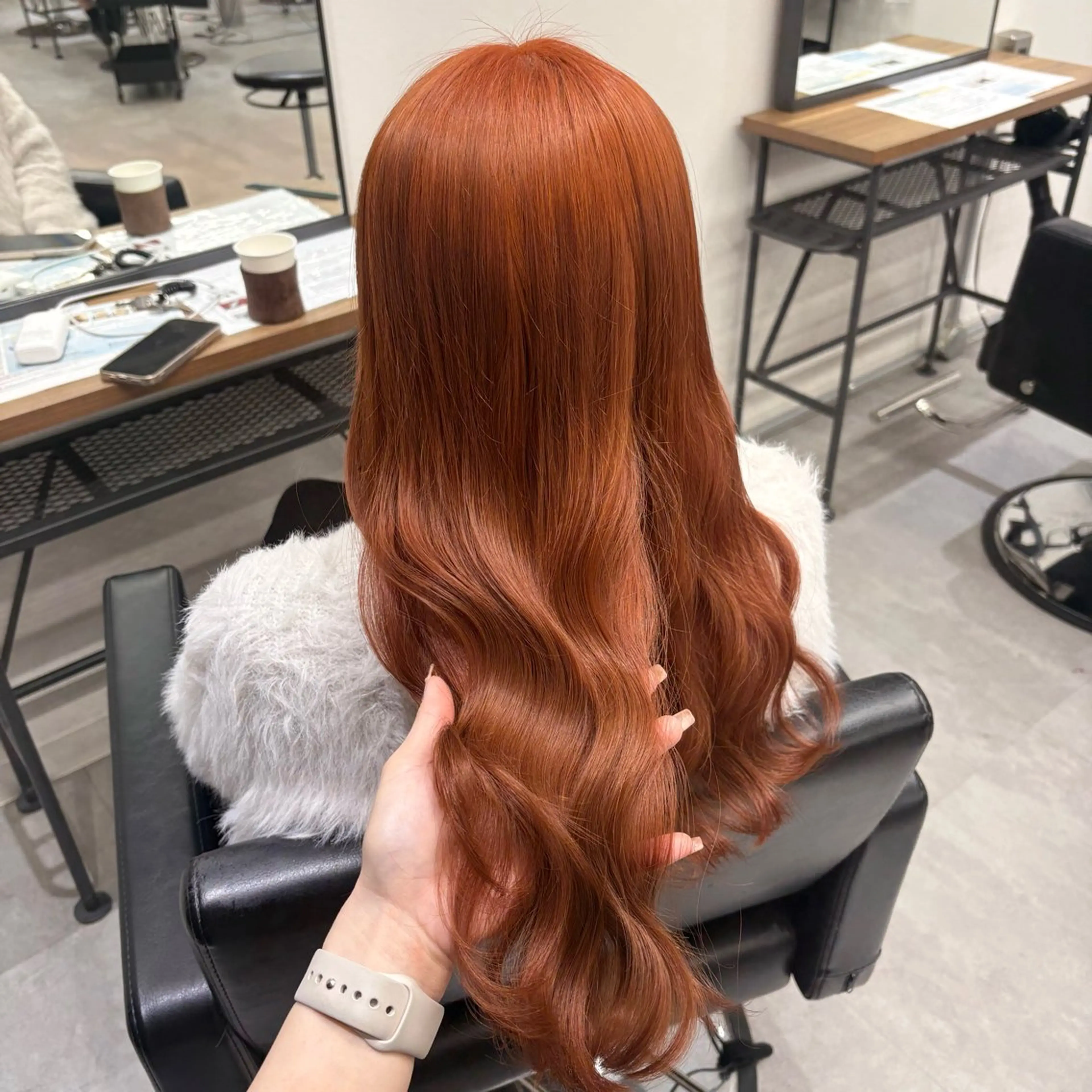 ロング オレンジブラウン ヘアカラー SAKI🫧NEXT 池袋/韓国風カラー✨のヘアスタイル