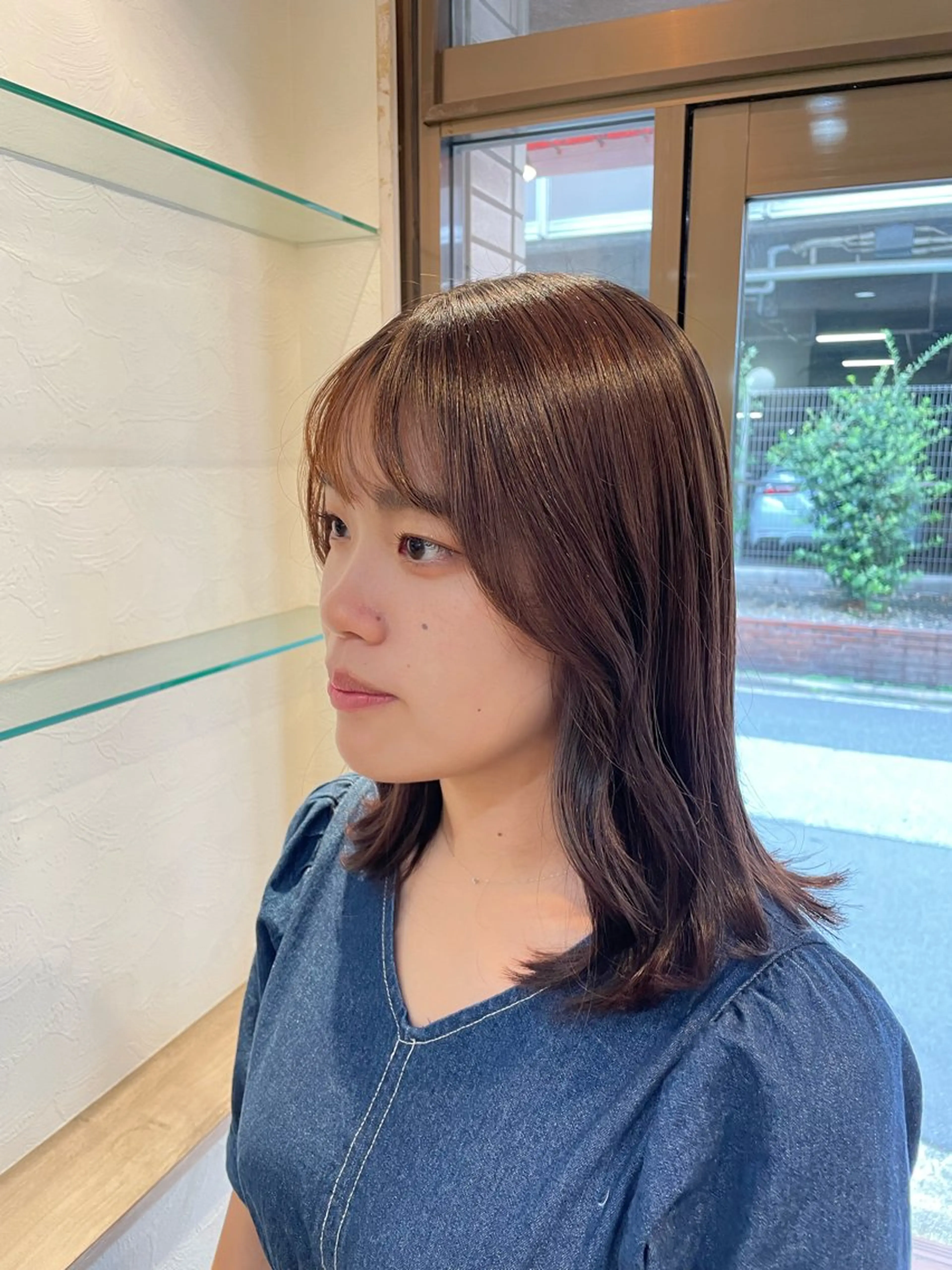 セミロング 顔周りカット 外ハネヘア 透明感/チョコカラー 💍TAMA💍のヘアスタイル