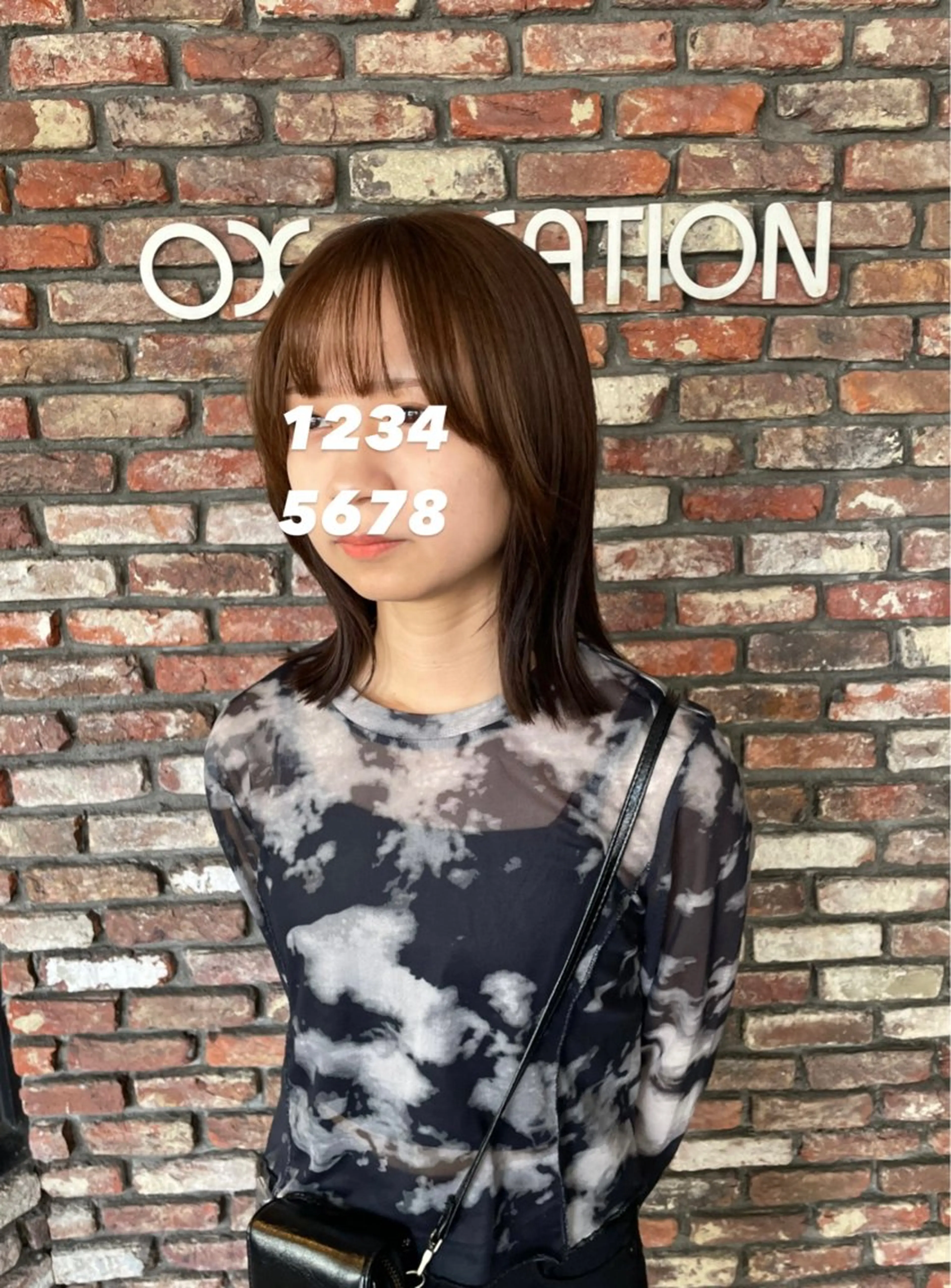 ミディアム 切りっぱなしボブ ボブ ショート 顔周りレイヤー/マオのヘアスタイル