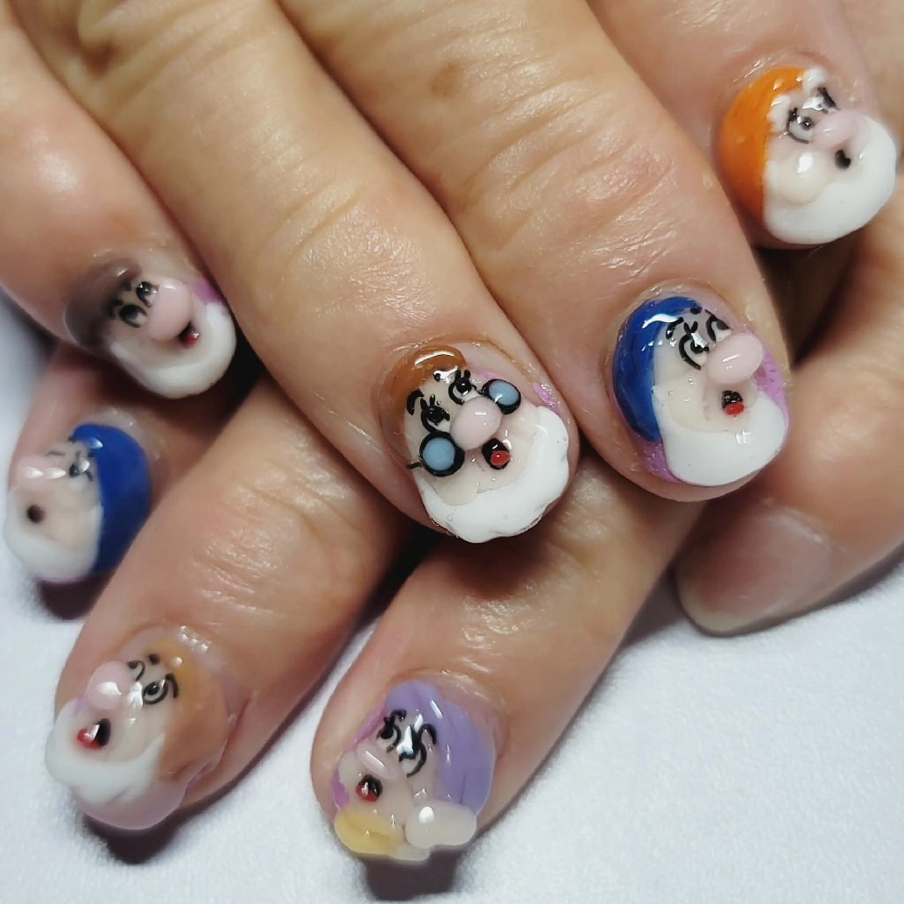 ネイル アートネイル フレンチネイル ラメ(グリッター) パステルネイル パープル ハンドネイル よしだ ひろきのネイルデザイン