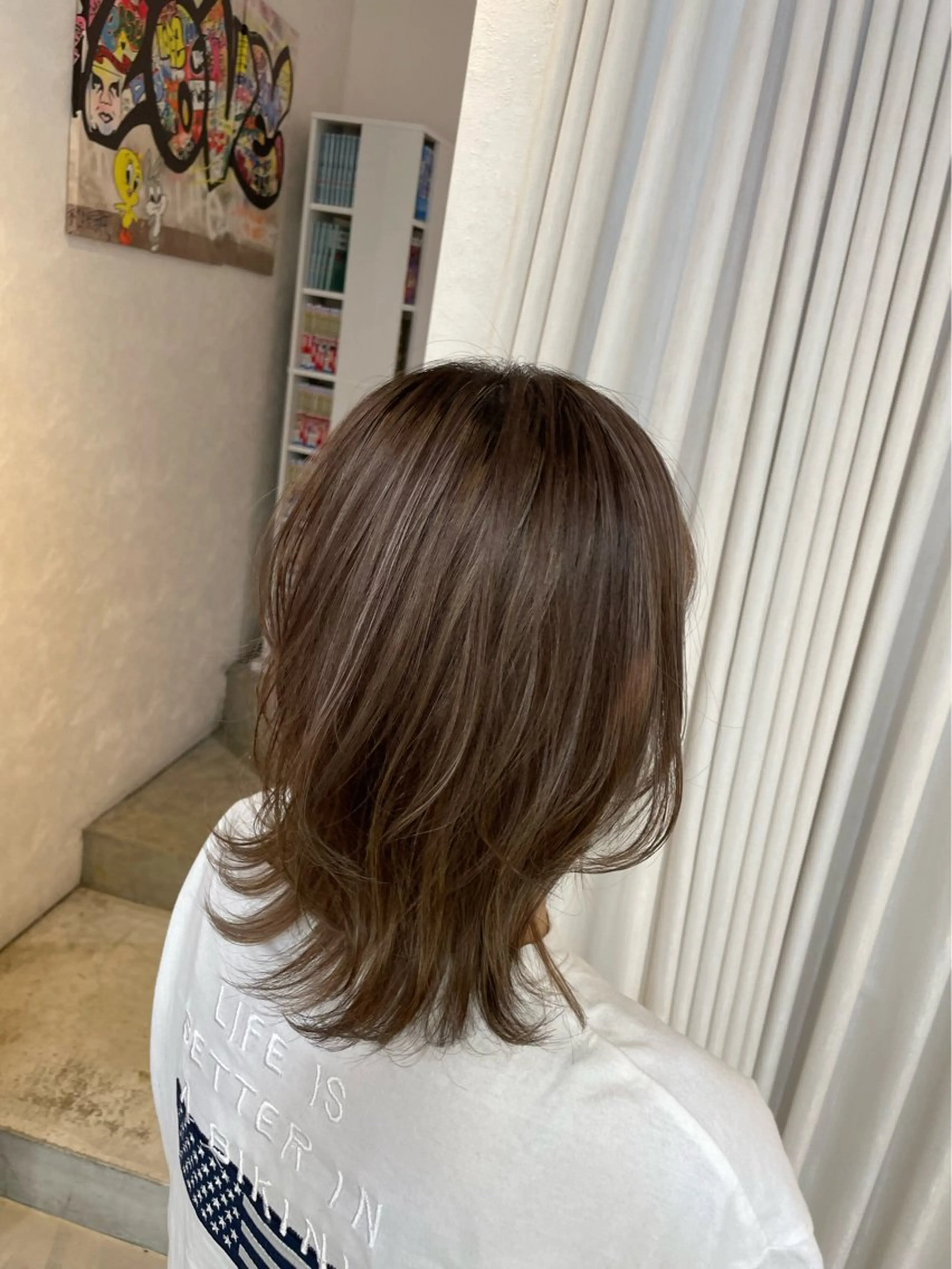 ミディアム カラー ハイライトカラー ハイライト 安井まゆ _Box mico.のヘアスタイル