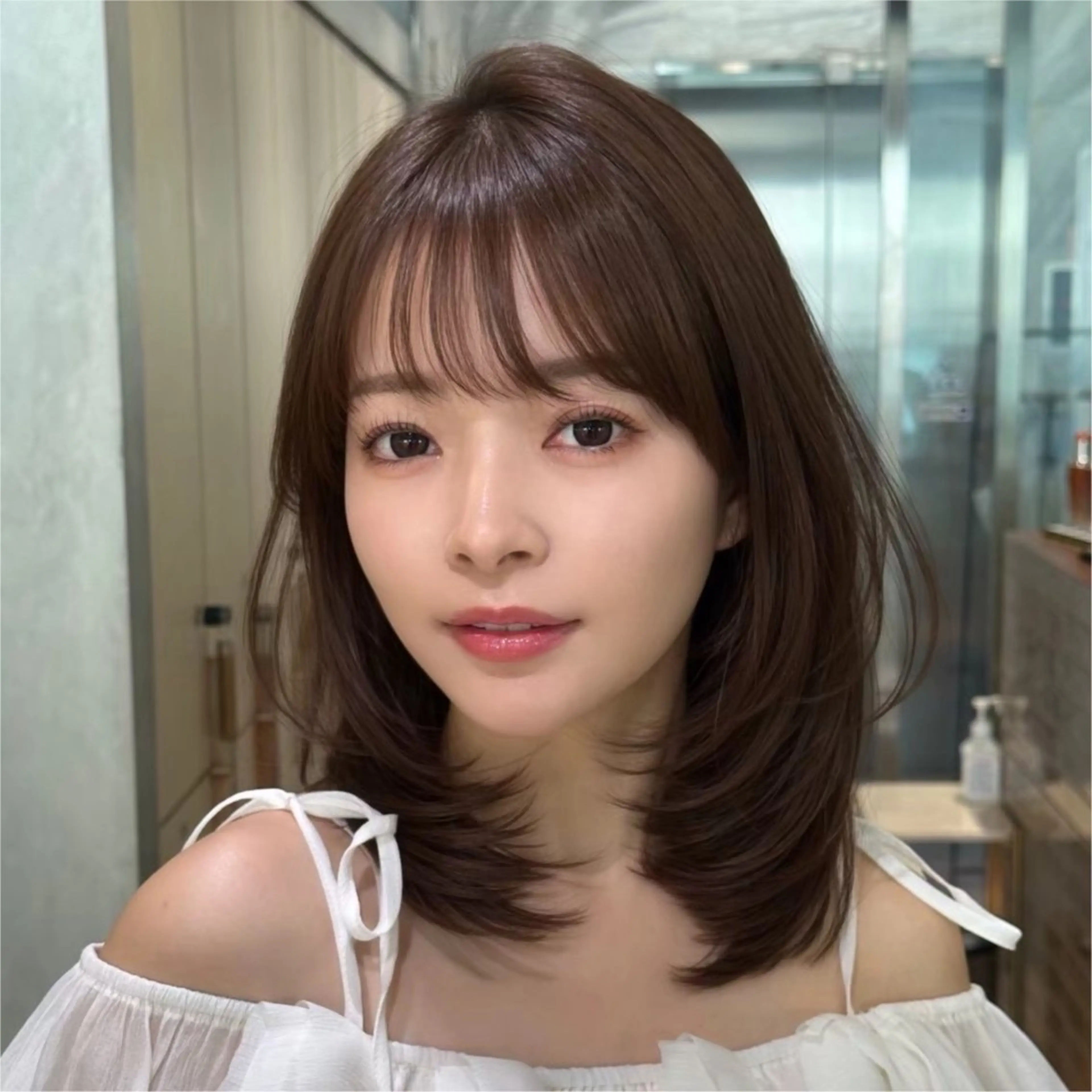 ミディアム カラー カット ヘアカラー 大人可愛い/レイヤー 色素改善カラー/山口のヘアスタイル