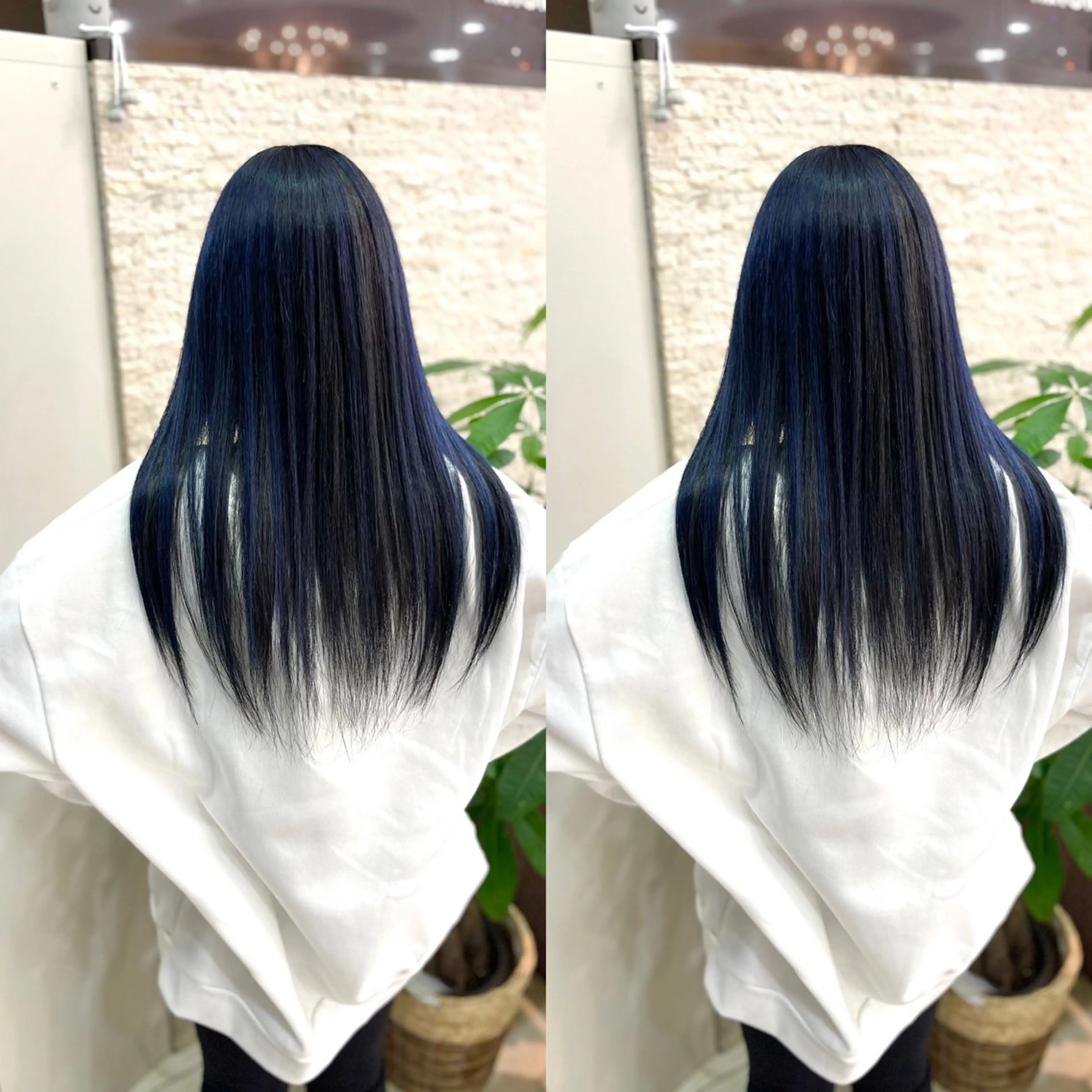 セミロング ヘアカラー Y Uのヘアスタイル