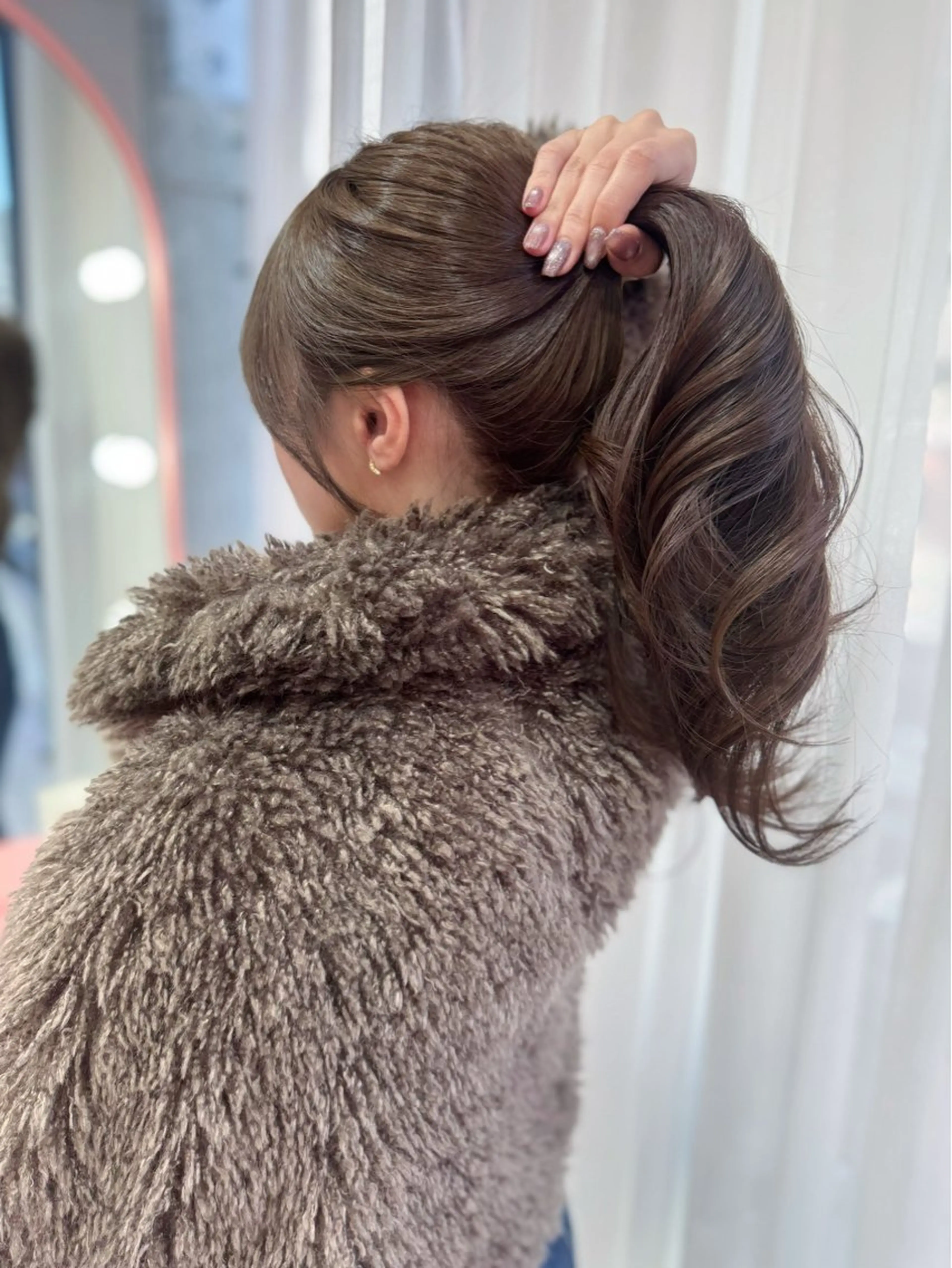 セミロング ケアカラー くびれヘア 顔まわりレイヤー 顔周りカット 韓国風ヘア カット ヘアカラー 顔周り/透明感カラー REINA𓍯のヘアスタイル