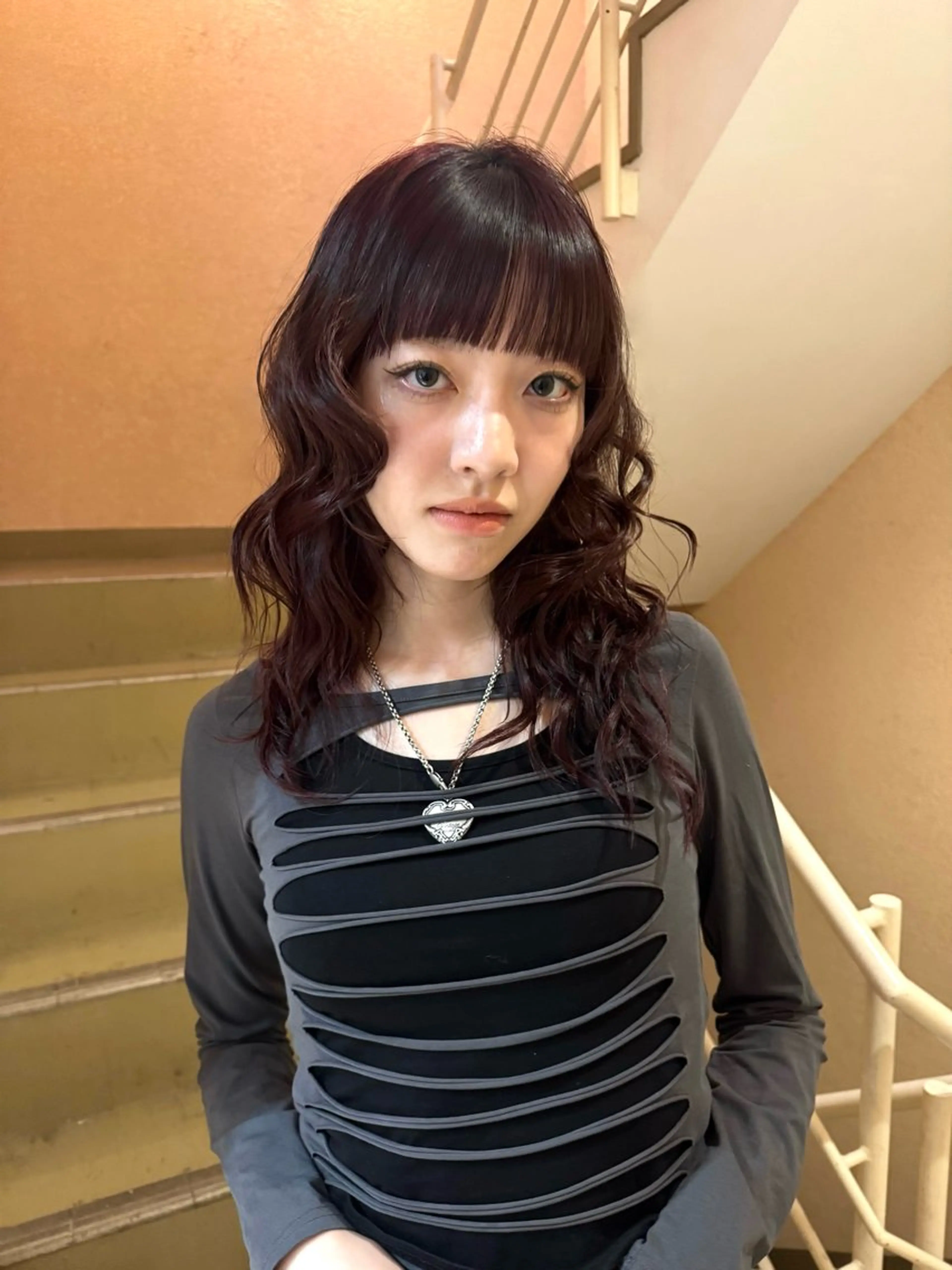 ミディアム カラー ヘアカラー 𝑲𝑨𝑯𝑶 艶カラー／盛れヘア♡のヘアスタイル