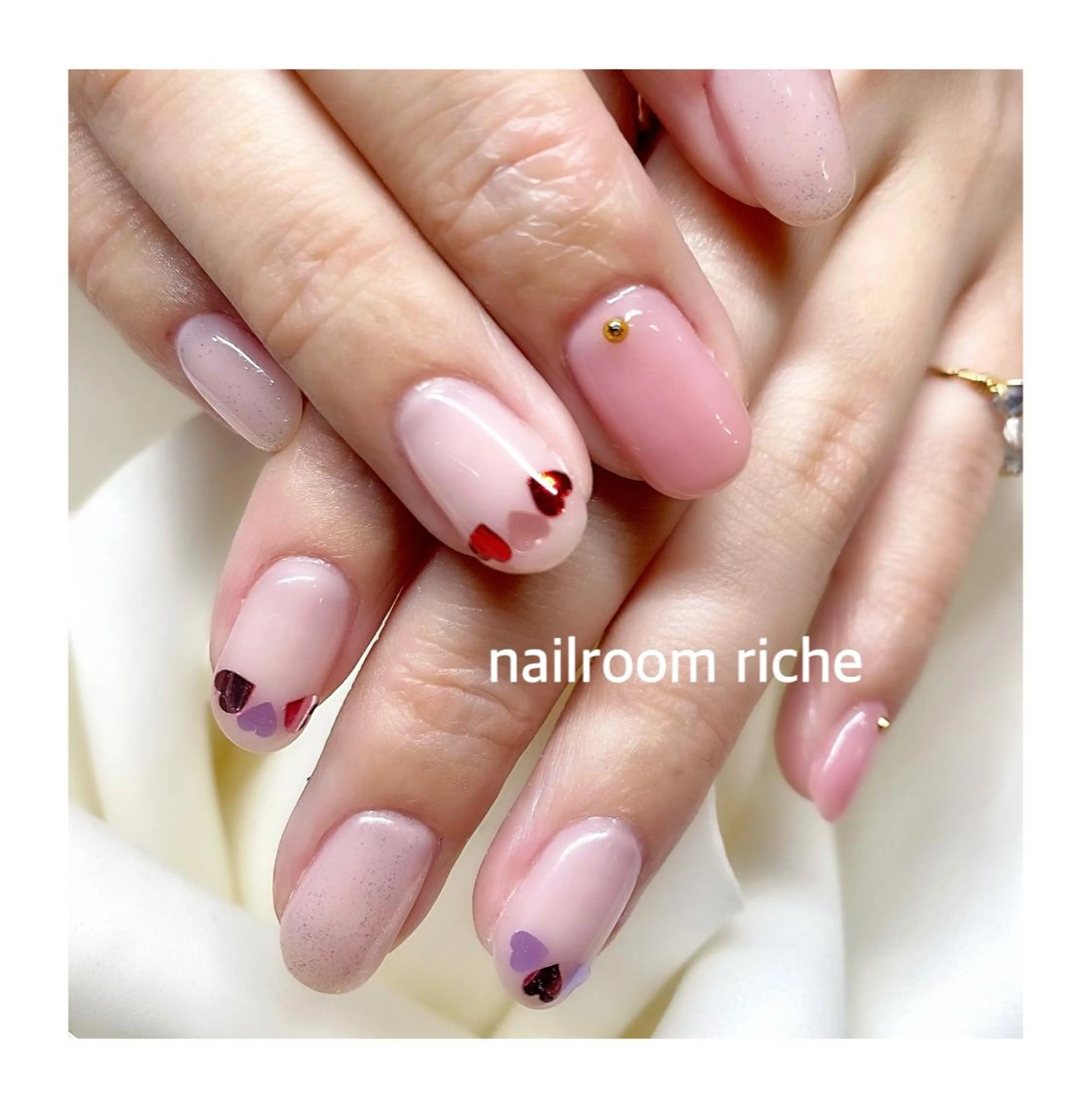 ネイル 持ち込み バレンタイン nailroom richeのネイルデザイン