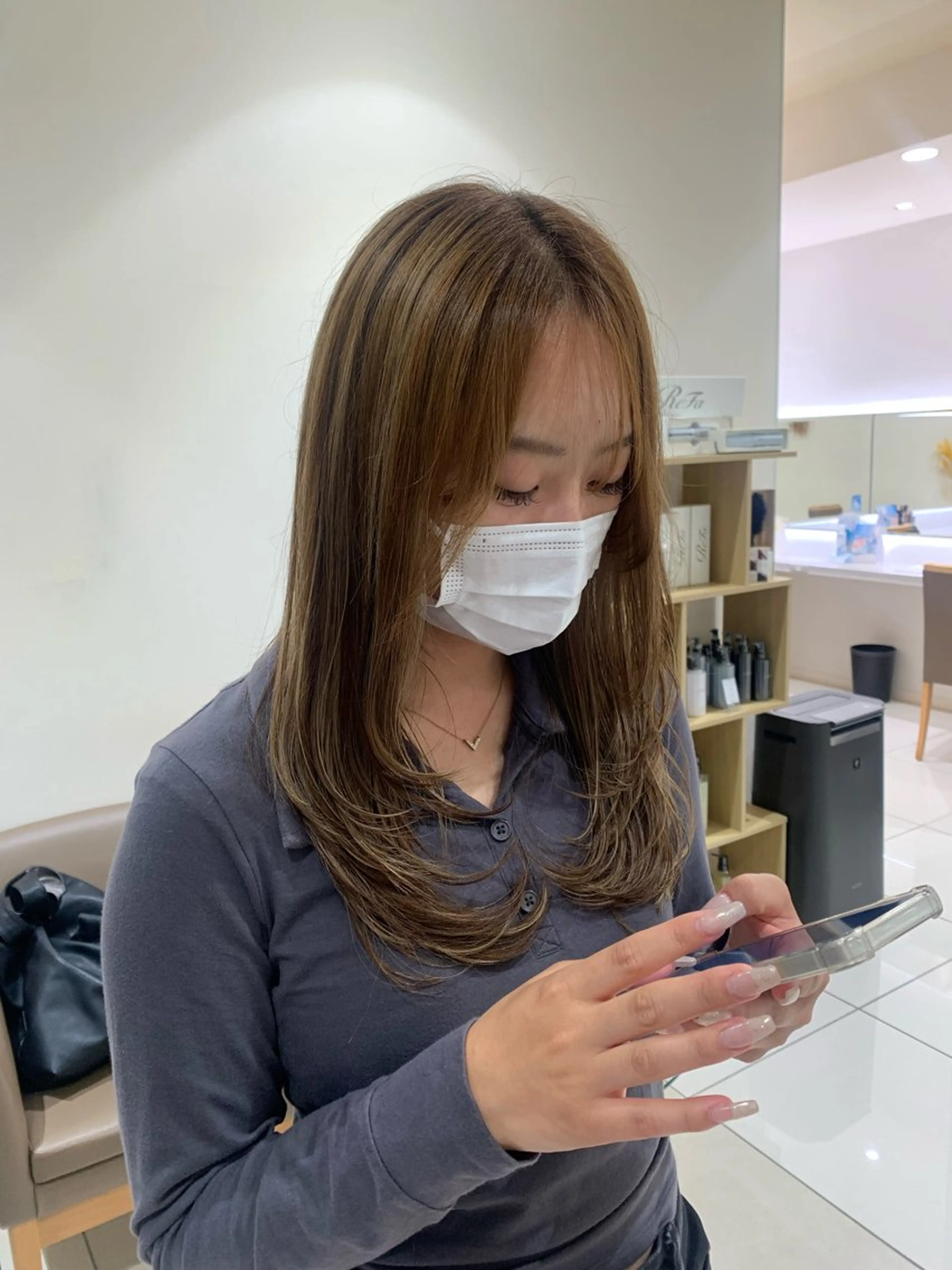 ロング 韓国レイヤー🪽 耳ツボジュエリーのヘアスタイル