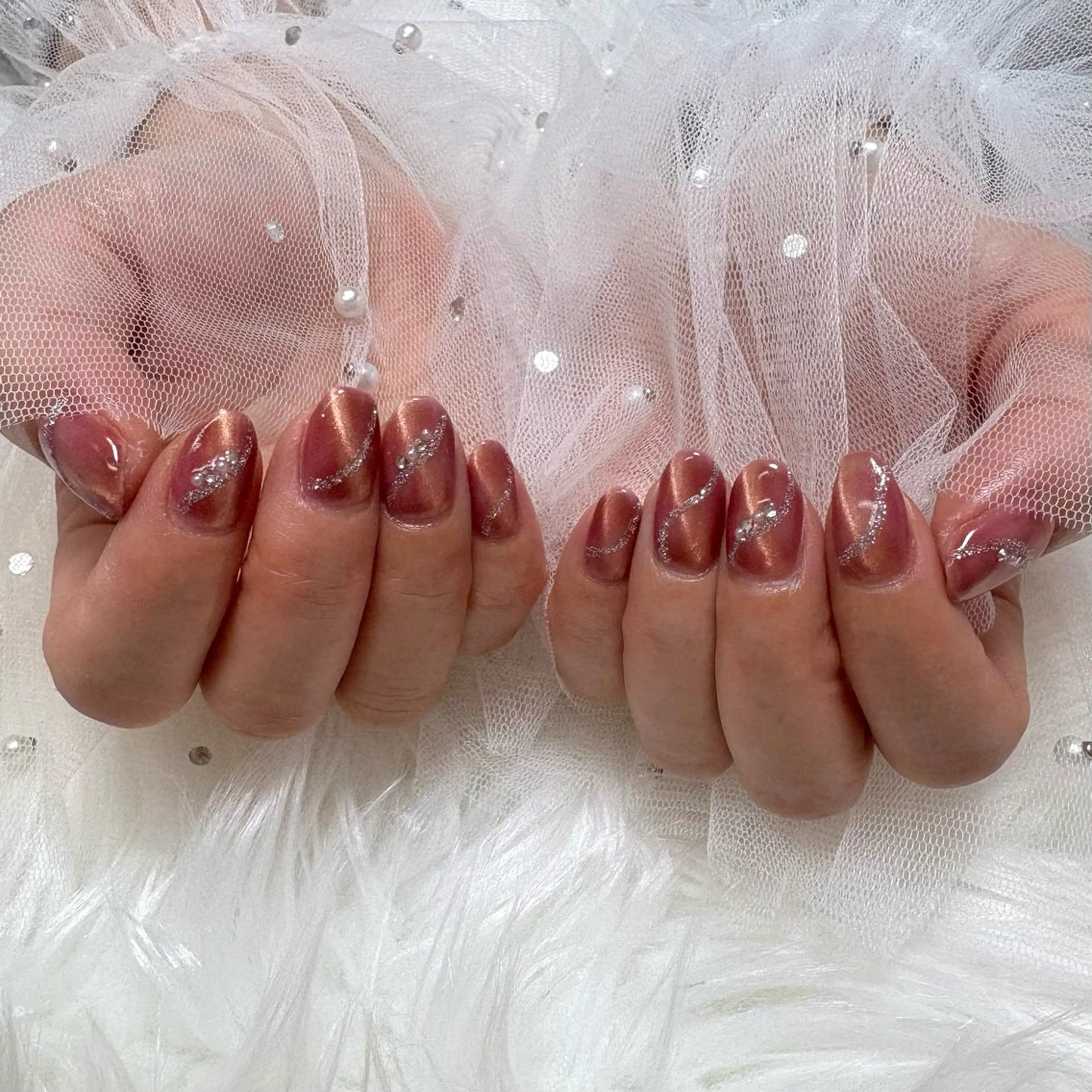 ネイル マグネットネイル ストーンネイル ハンドネイル SHINE nail salonのネイルデザイン