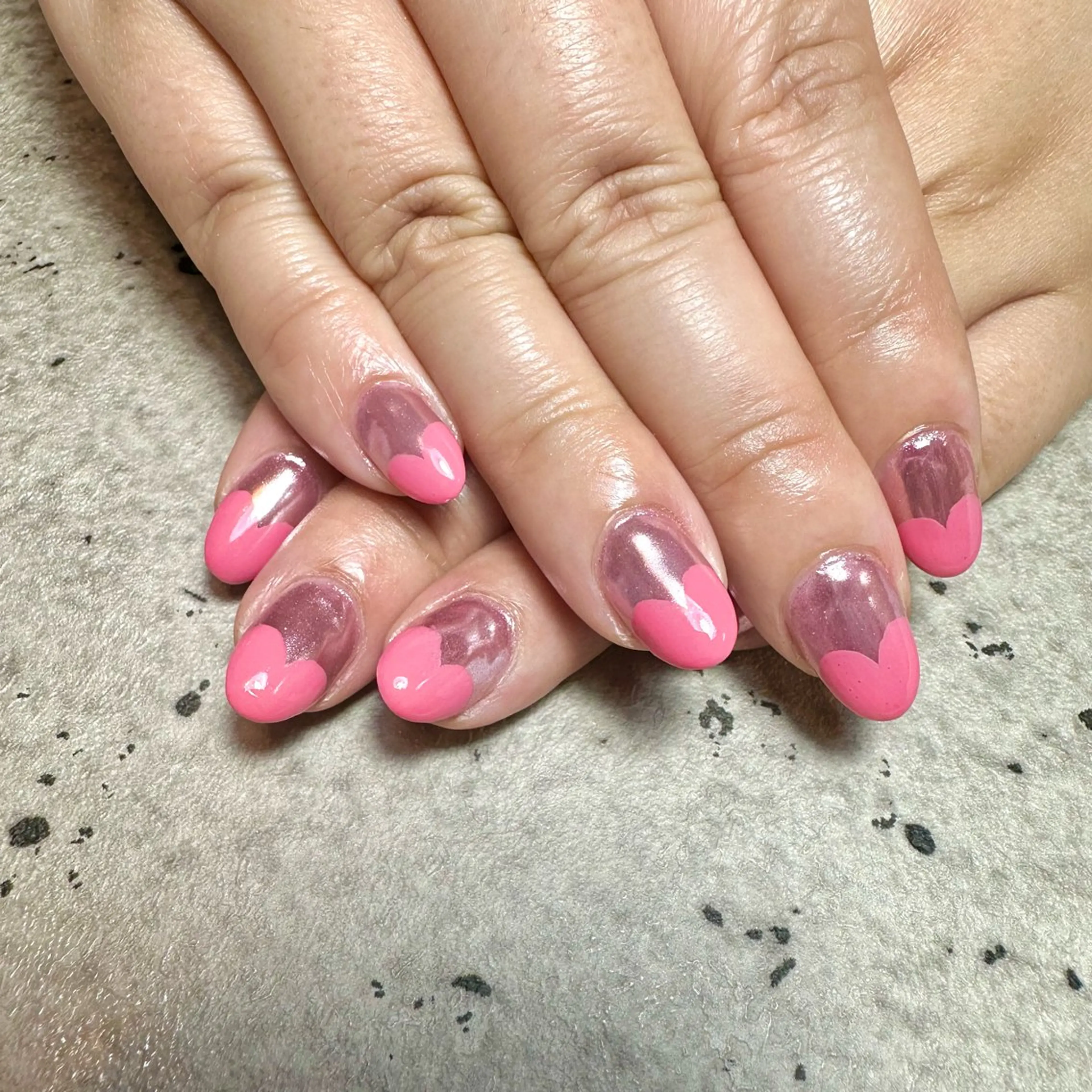 ネイル ハート ミラーネイル ハンドネイル フットネイル GéRanium Harukaのネイルデザイン