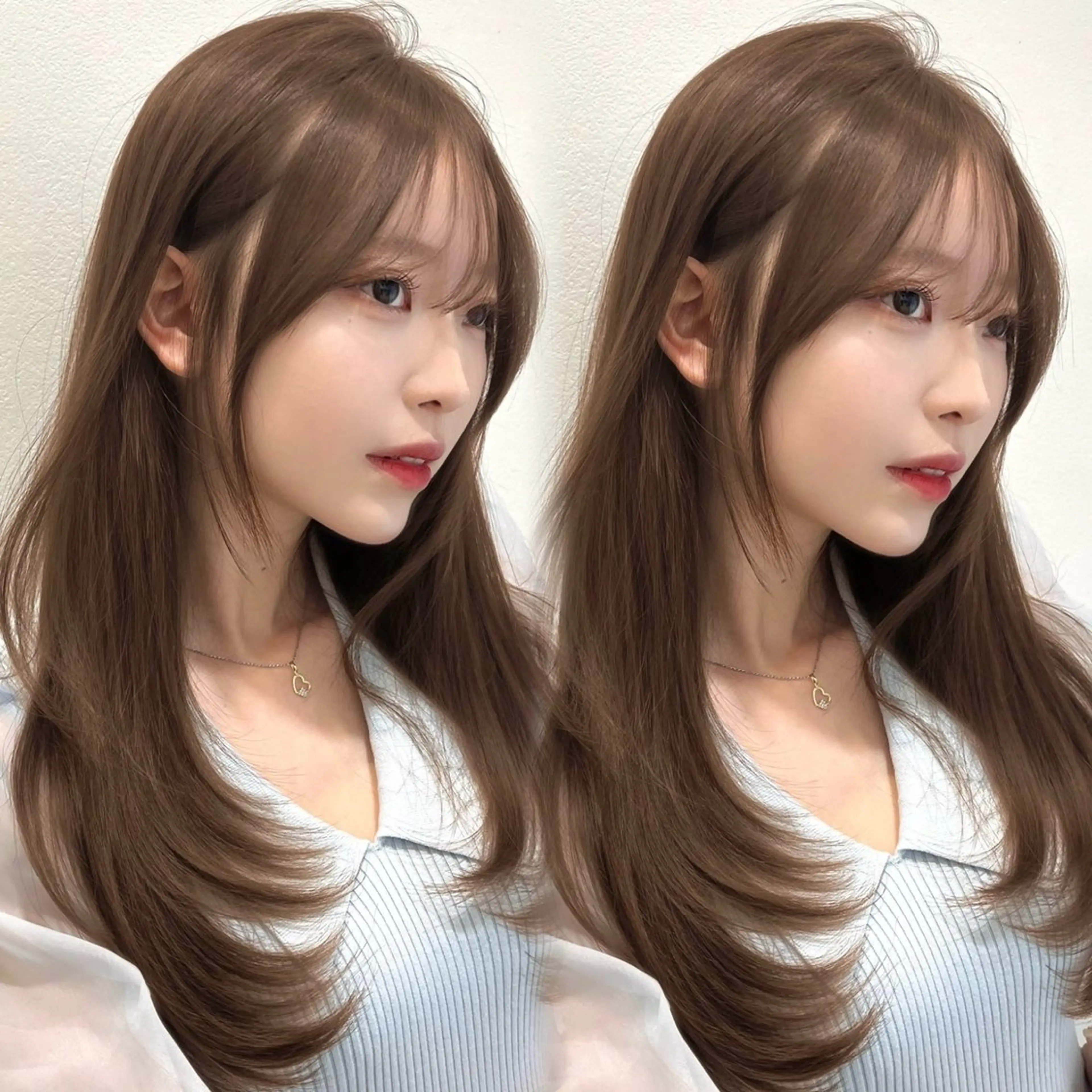 ロング カラー ベージュカラー ブリーチ ヘーゼル ブリーチなしカラー レイヤーカット カット ヘアカラー ヘアセット 🤍韓国ヘア特化 🤍力丸🤍のヘアスタイル