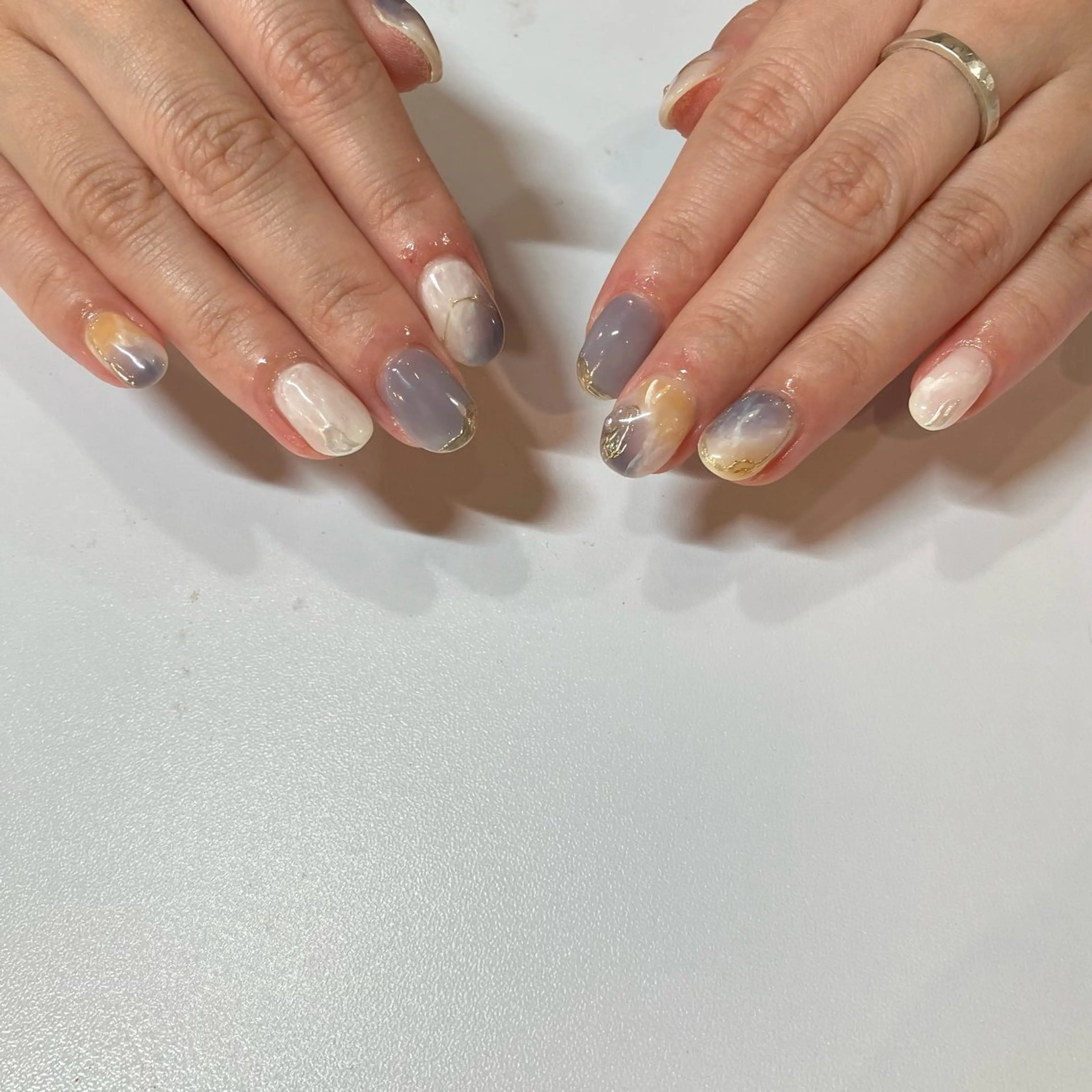 ネイル ミラーネイル 持ち込み ニュアンスネイル Take Manaのネイルデザイン