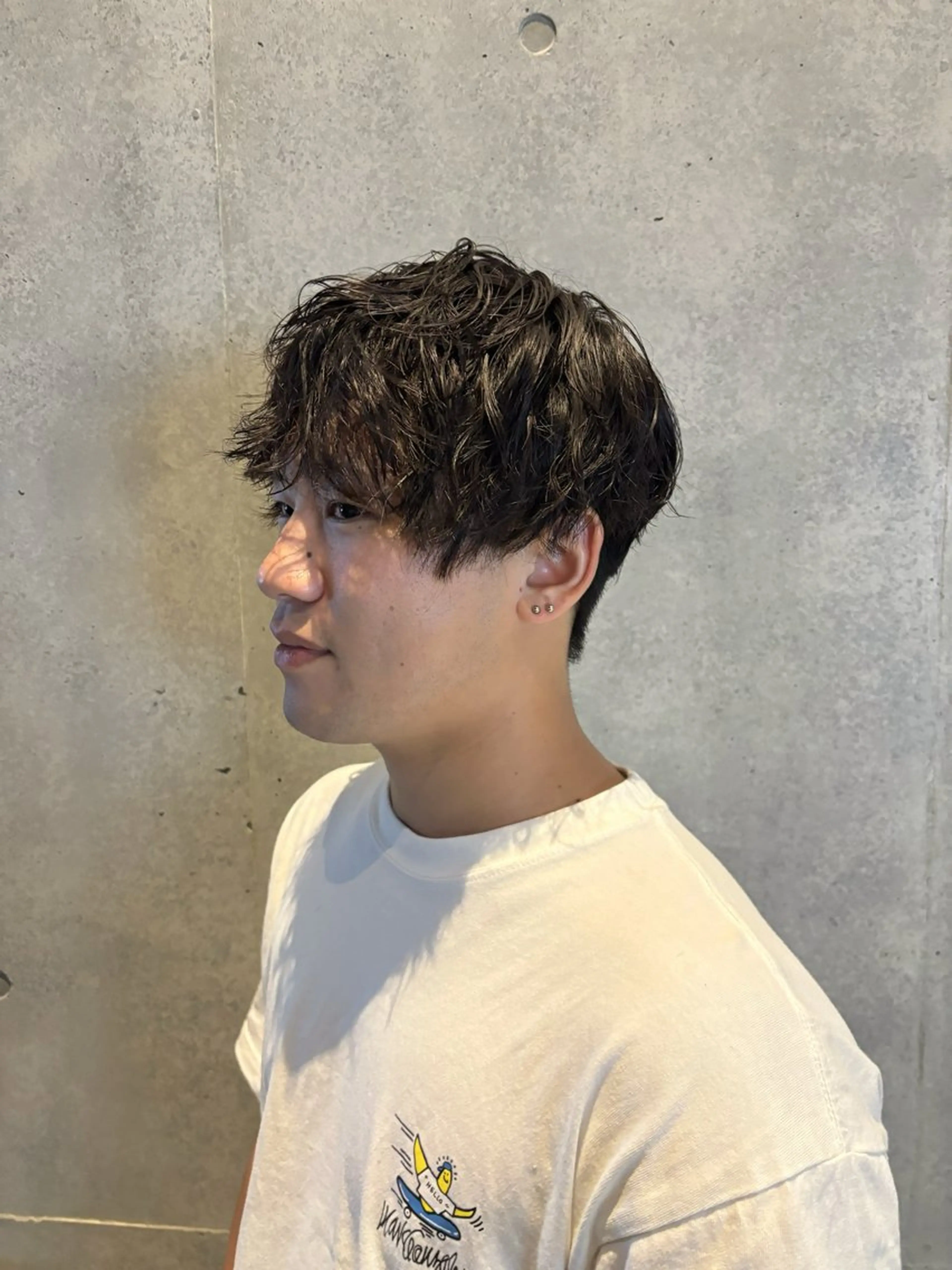 ショート パーマ メンズ カット パーマ 一目惚れ艶ハイトーン /縮毛矯正/しほのヘアスタイル