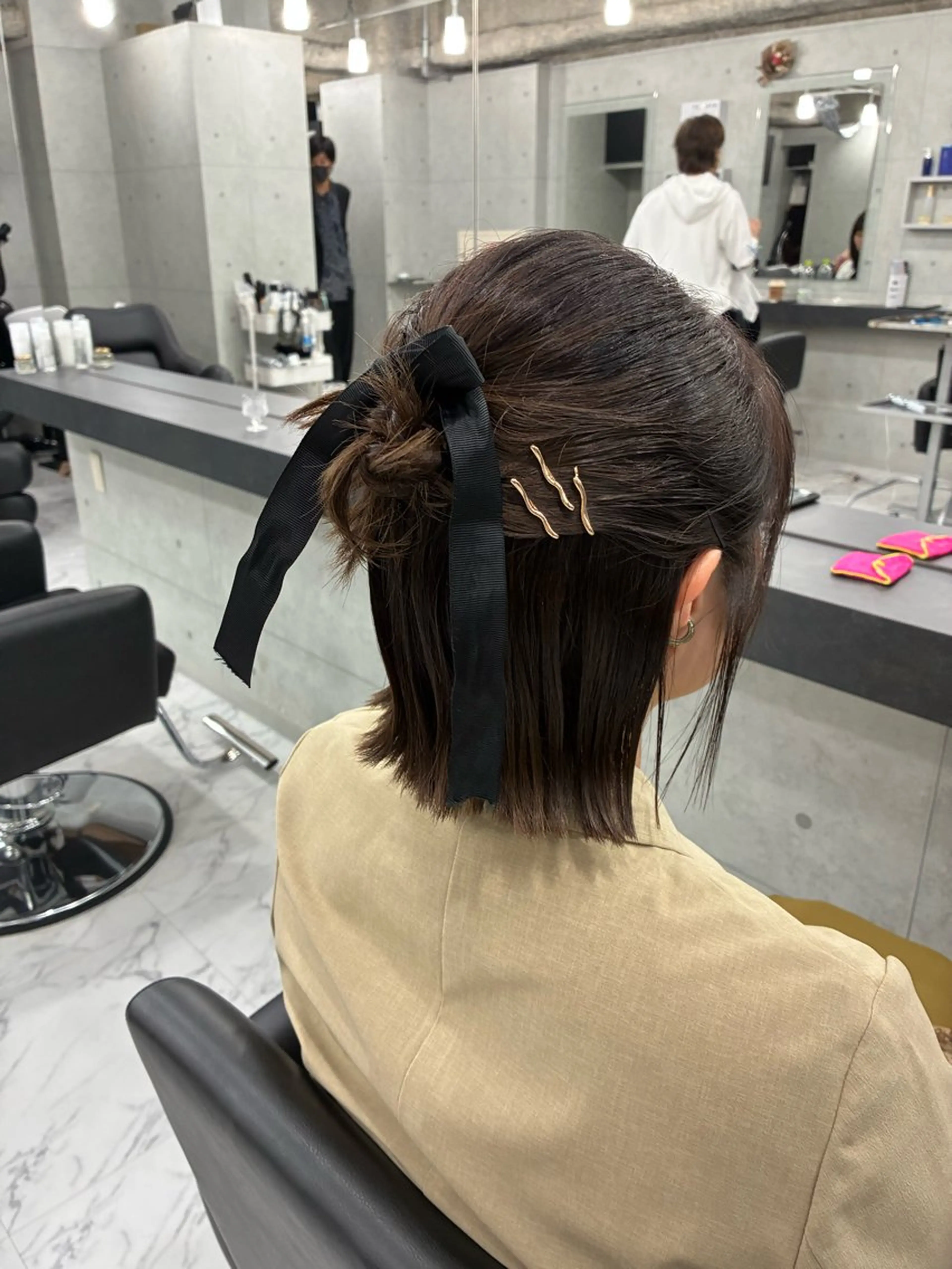 ショート ヘアアレンジ ハーフアップ お団子ヘア ボブ ヘアセット Endearing所属・Endearing 北澤那未🌟銀座のヘアスタイル