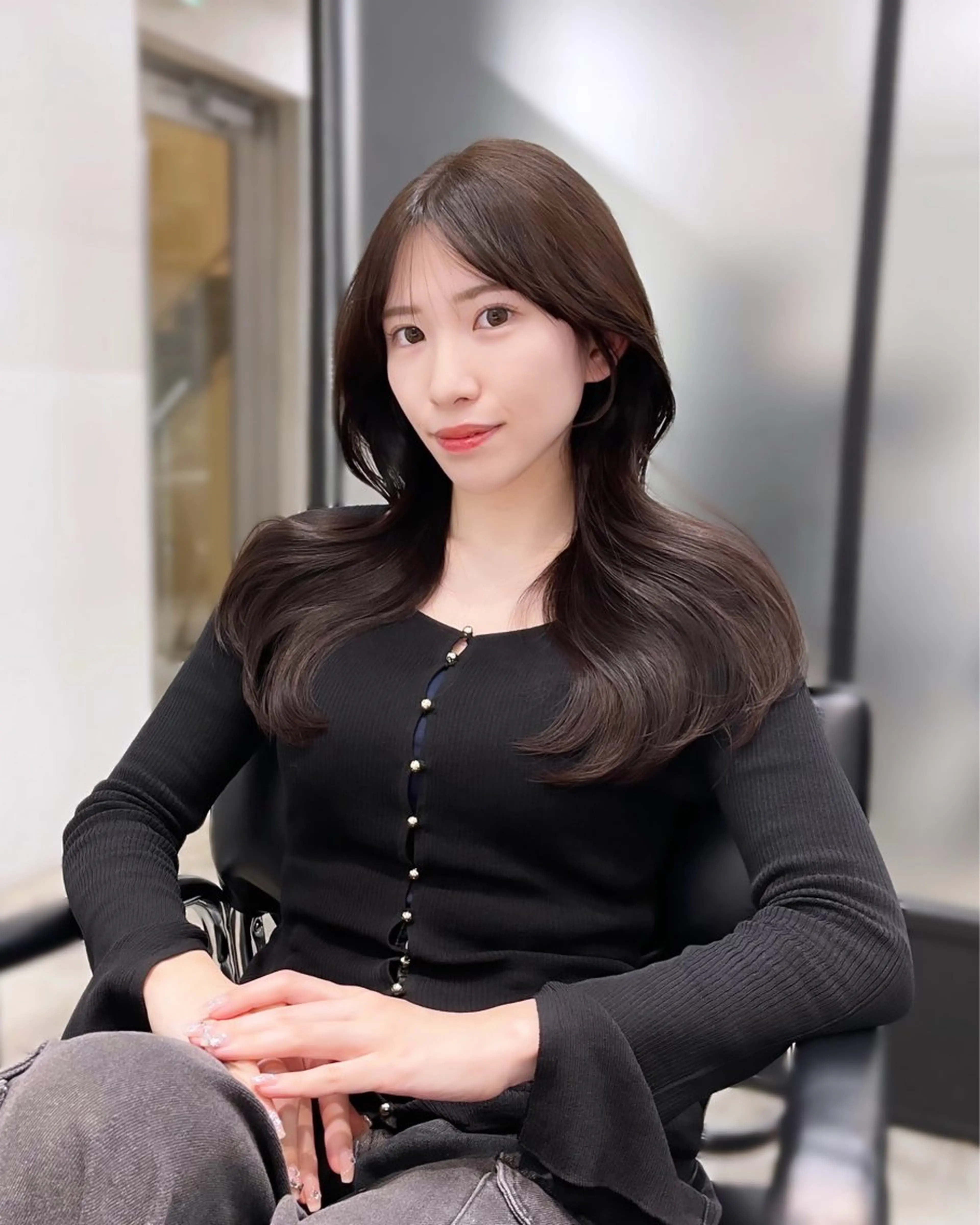 セミロング 韓国風ヘア レイヤーカット カット トリートメント 韓国レイヤーカット 髪質改善▫️水野有真のヘアスタイル