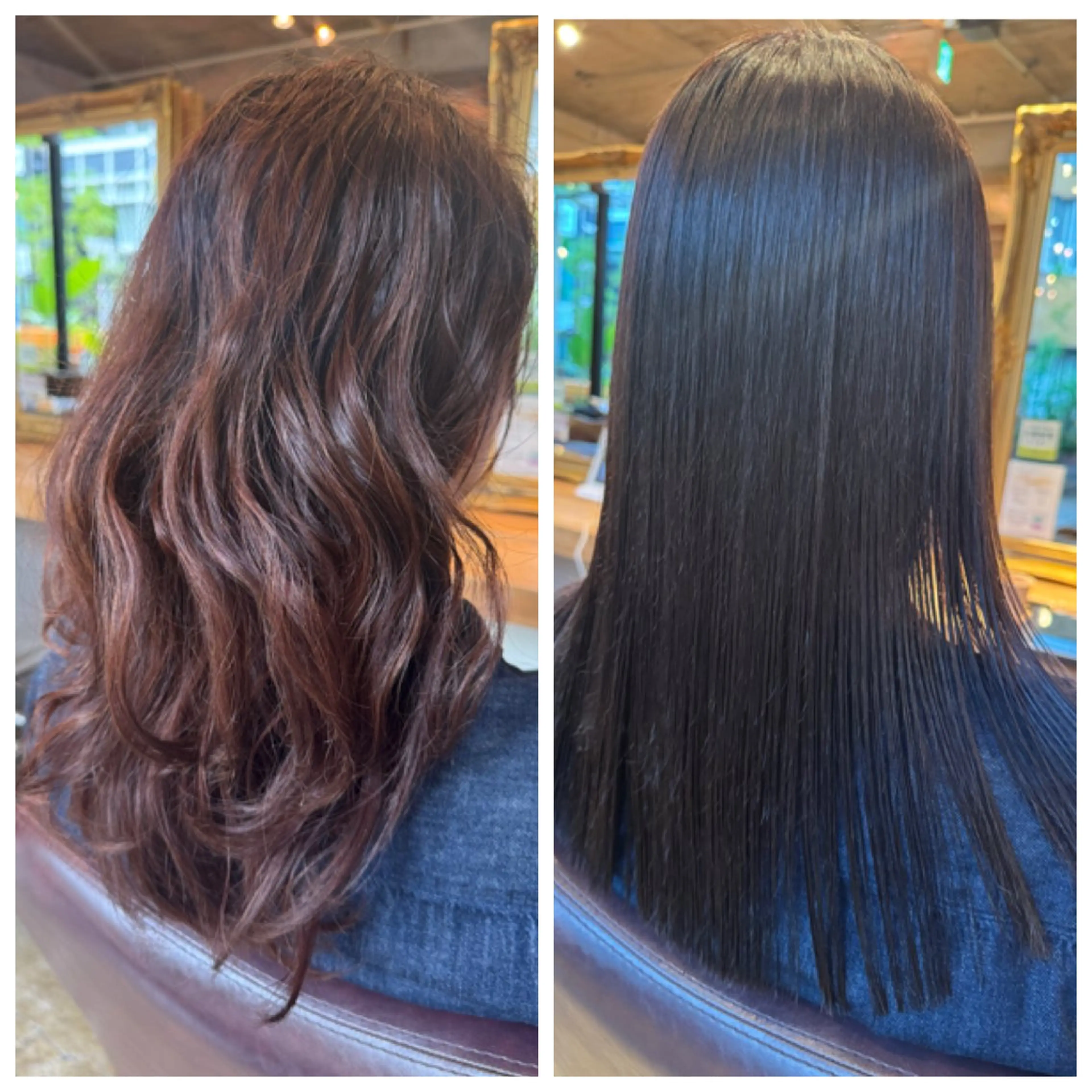ロング カラー パーマ 髪質改善 縮毛矯正 トリートメント 酸性ストレート ストレートパーマ カット 縮毛矯正 トリートメント ハイライト/インナー /ブリーチ/レイヤーのヘアスタイル