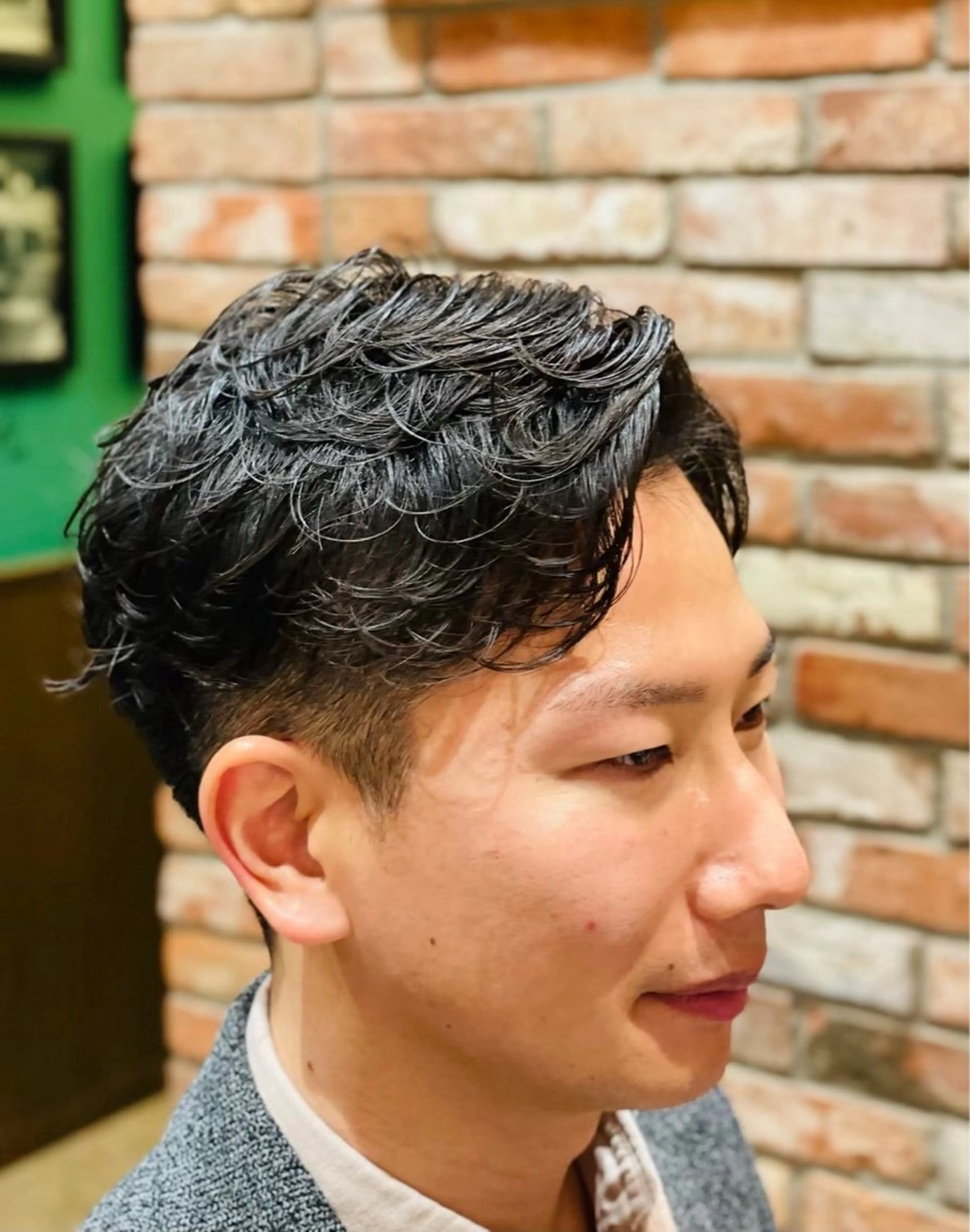 ミディアム パーマ UNTRACE-BARBER SHOP-所属・小松 奏翔のヘアスタイル