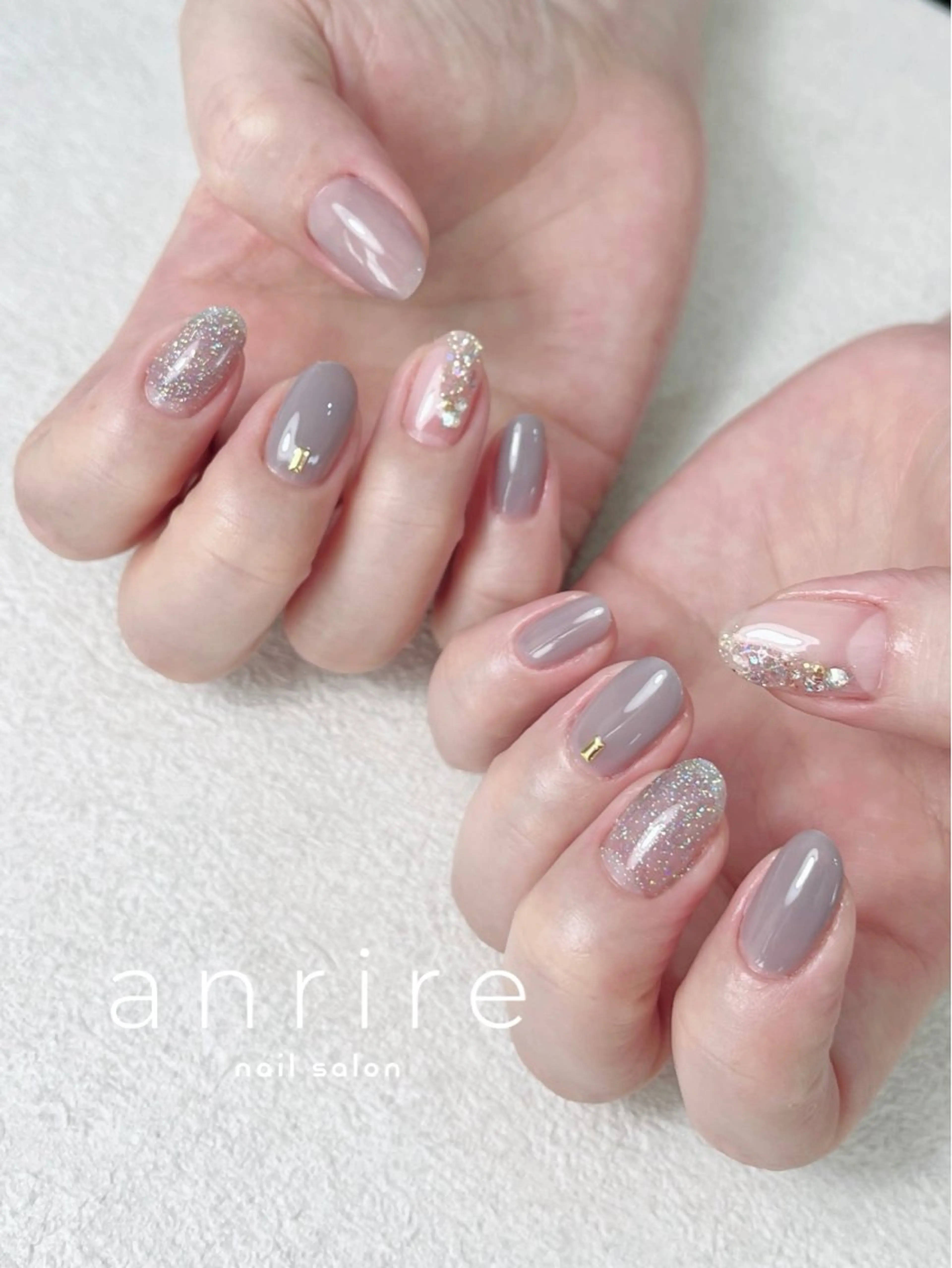 ネイル クリアネイル フラッシュネイル ジェルネイル キラキラネイル ラメ(グリッター) ハンドネイル nailsalon anrireのネイルデザイン