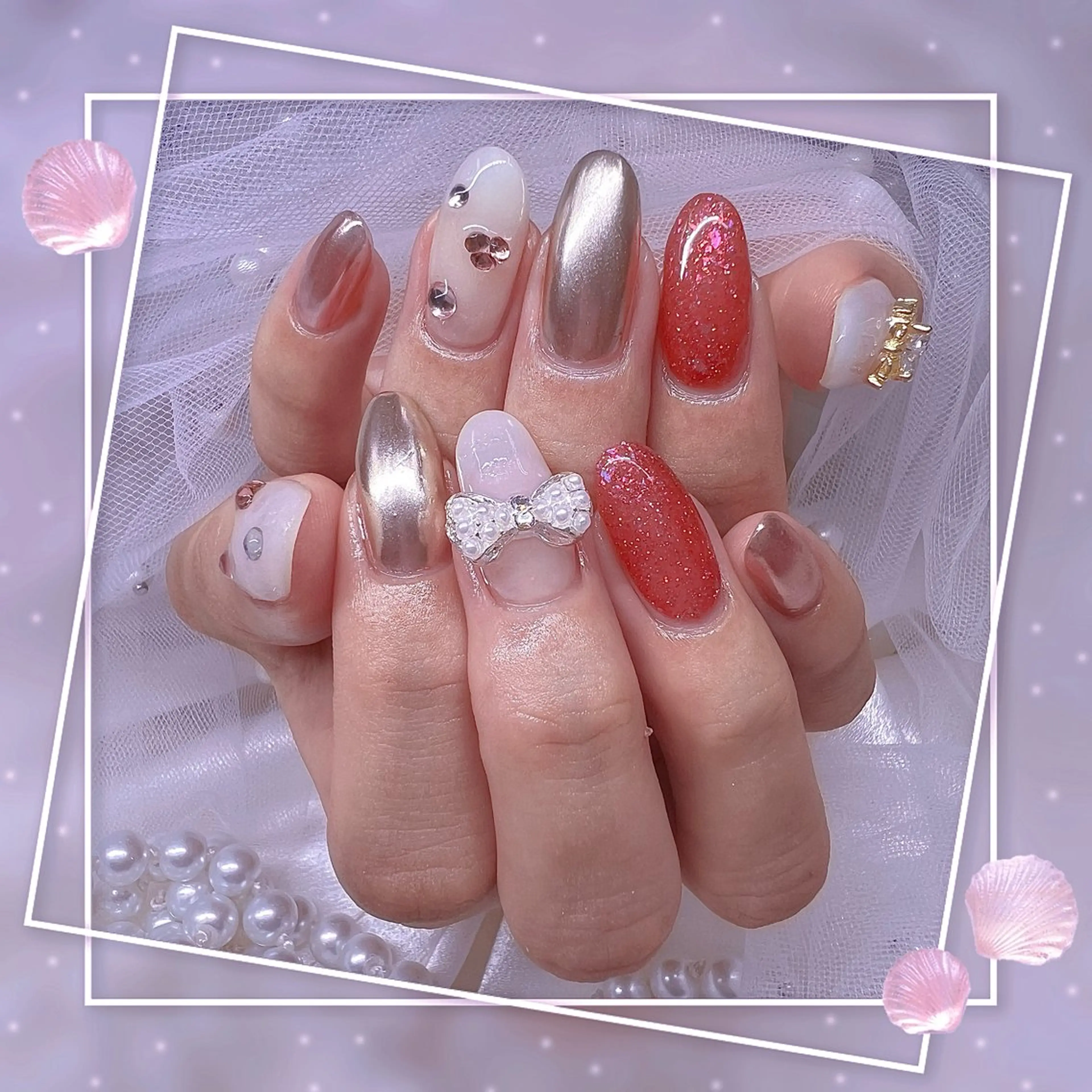 ネイル チークネイル フレンチネイル グラデーション マグネットネイル マグネットフレンチ ハンドネイル ハンドケア Chill Nailsalonのネイルデザイン