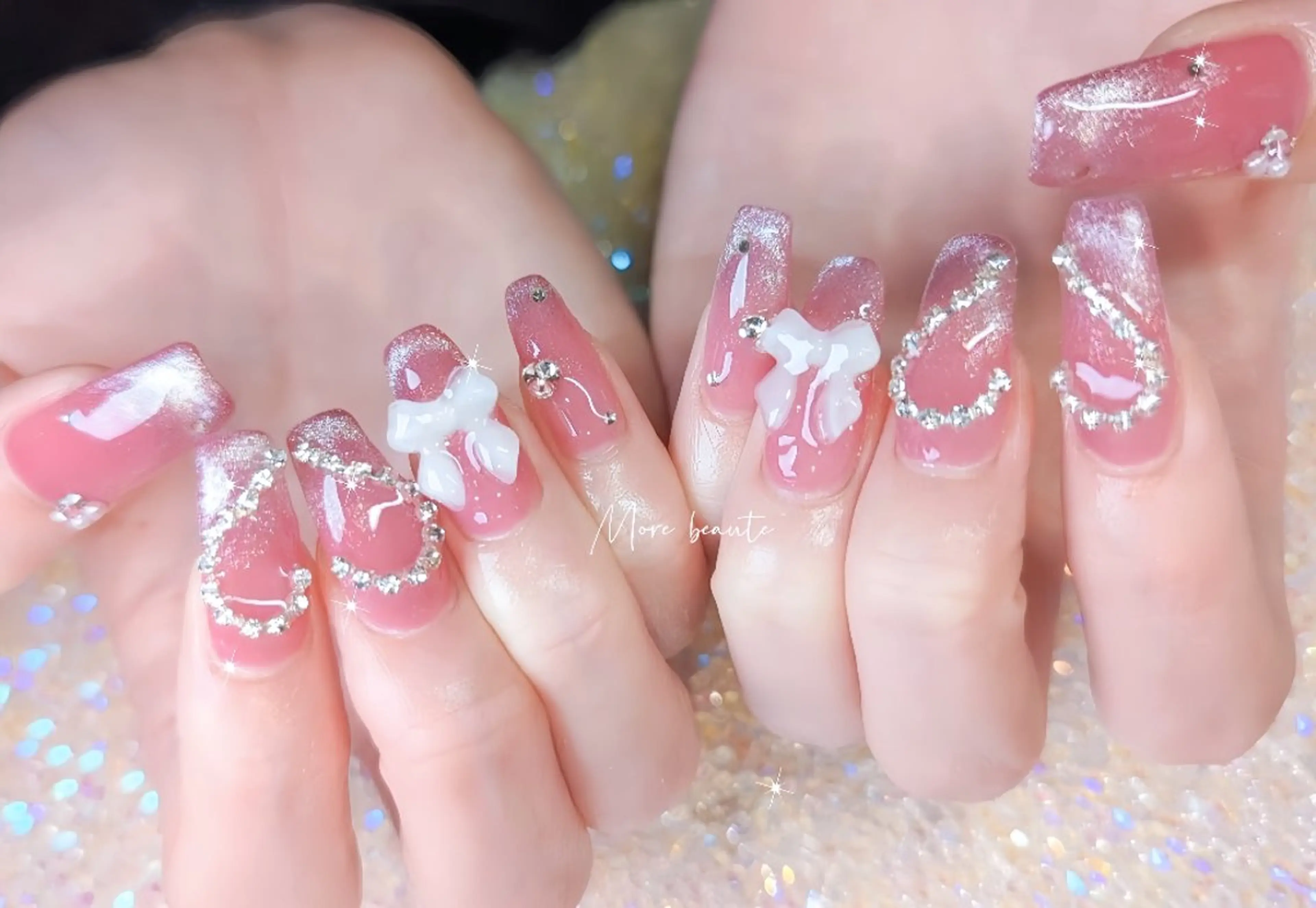 ネイル 長さ出し ジェルネイル ハート 韓国ネイル マグネットネイル ハンドネイル I LOVE ME NAIL.｡.:*♡のネイルデザイン