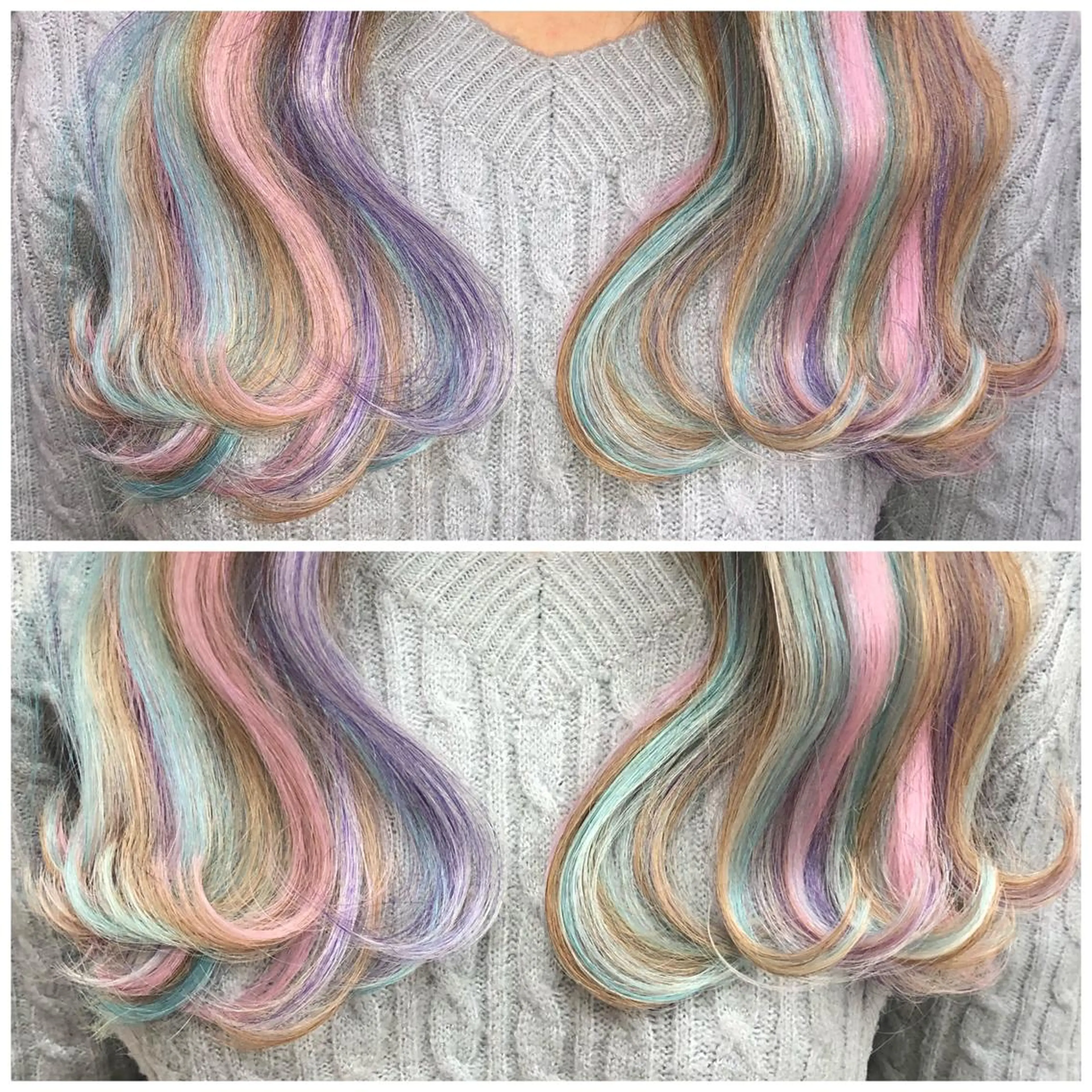 セミロング カラー ユニコーンカラー エクステ エクステ MAKO ❤️‍🔥NEXTのヘアスタイル