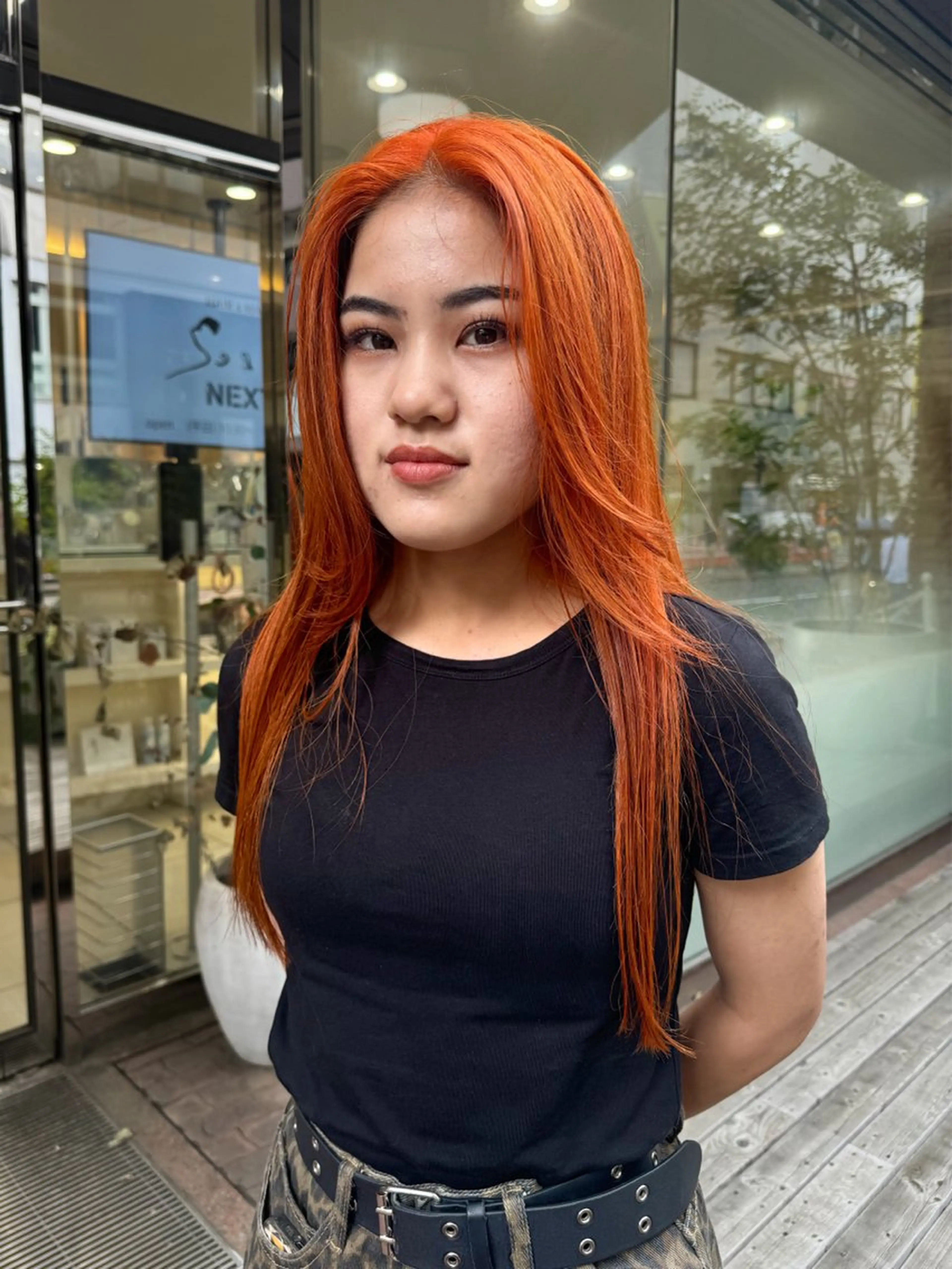 セミロング カラー オレンジ Seeknext // Rukaのヘアスタイル