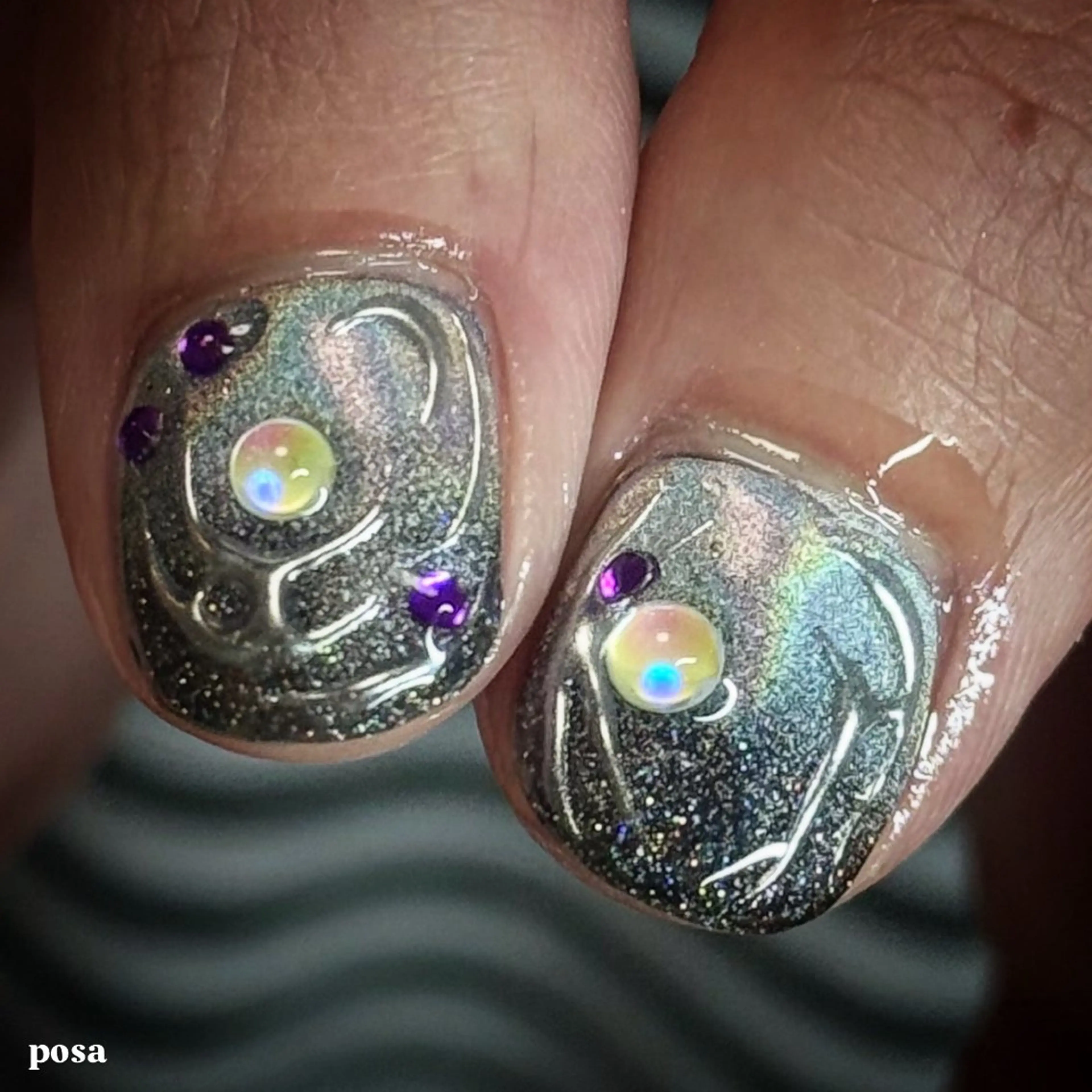 ネイル キラキラネイル ショートネイル シンプルネイル ハンドネイル posa nail モエミのネイルデザイン