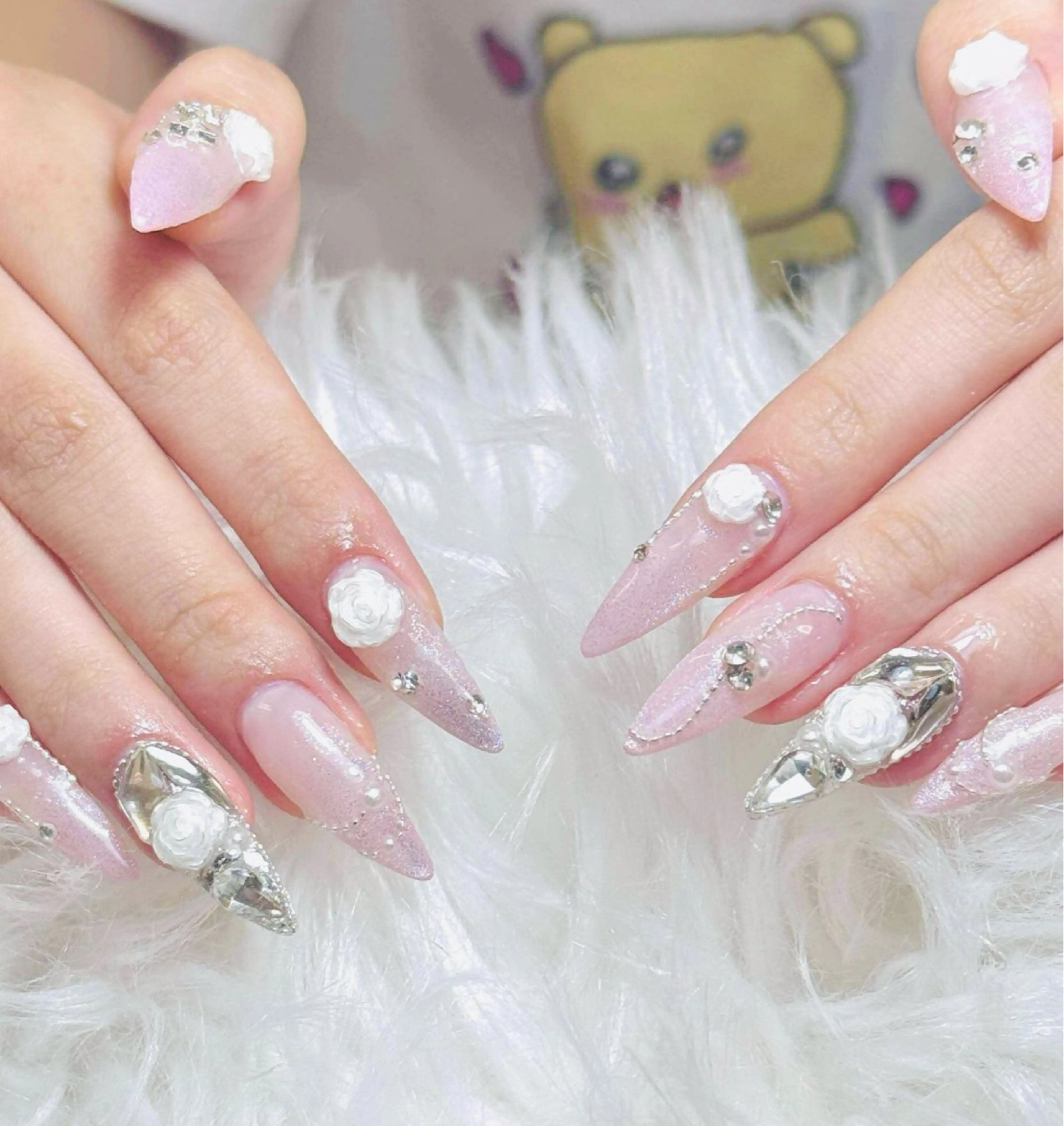 ネイル チークネイル 長さ出し フラッシュネイル フレンチネイル グラデーション ハンドネイル AN NAIL SALONのネイルデザイン