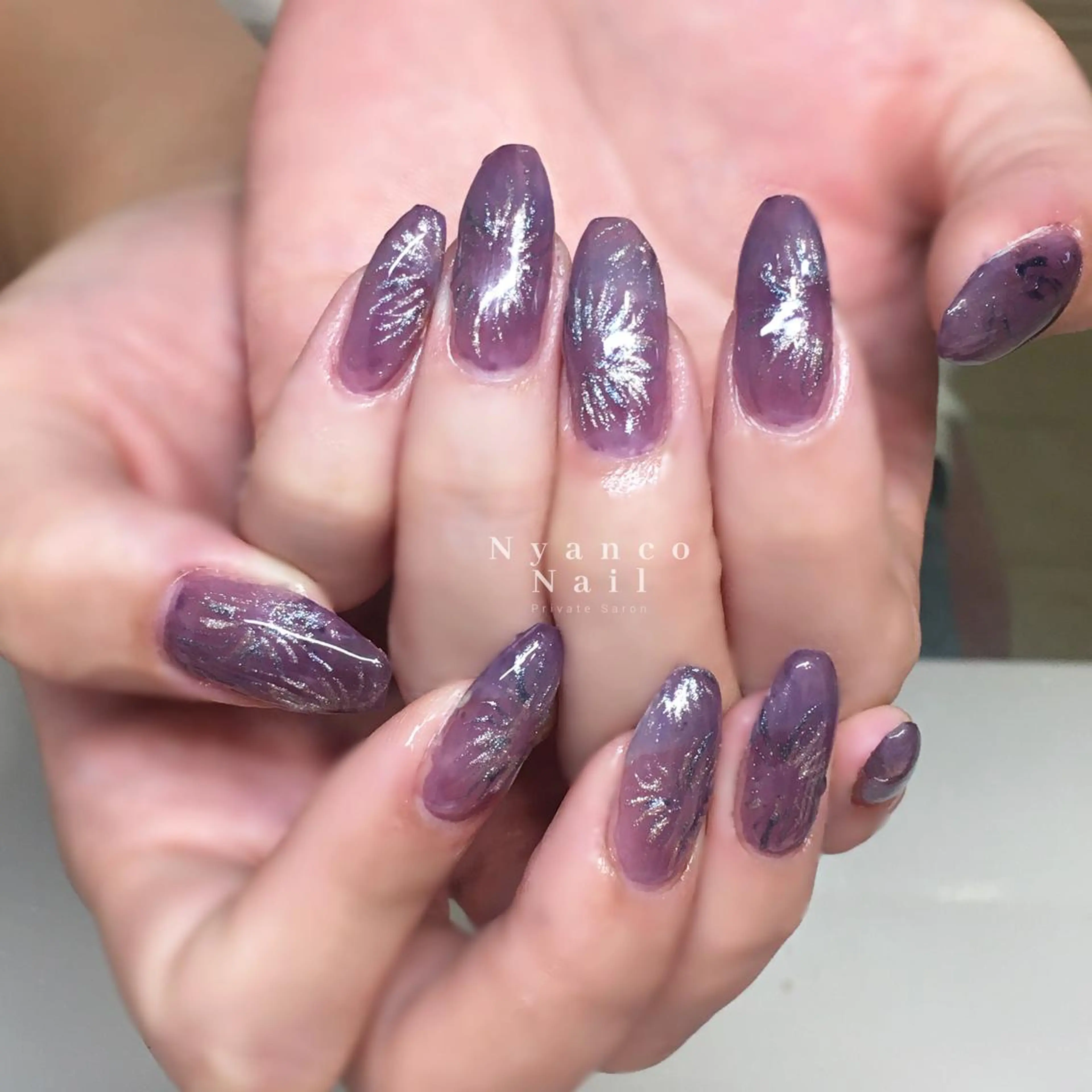 ネイル ジェルネイル キラキラネイル マグネットネイル 夏ネイル Nyanco Nailのネイルデザイン