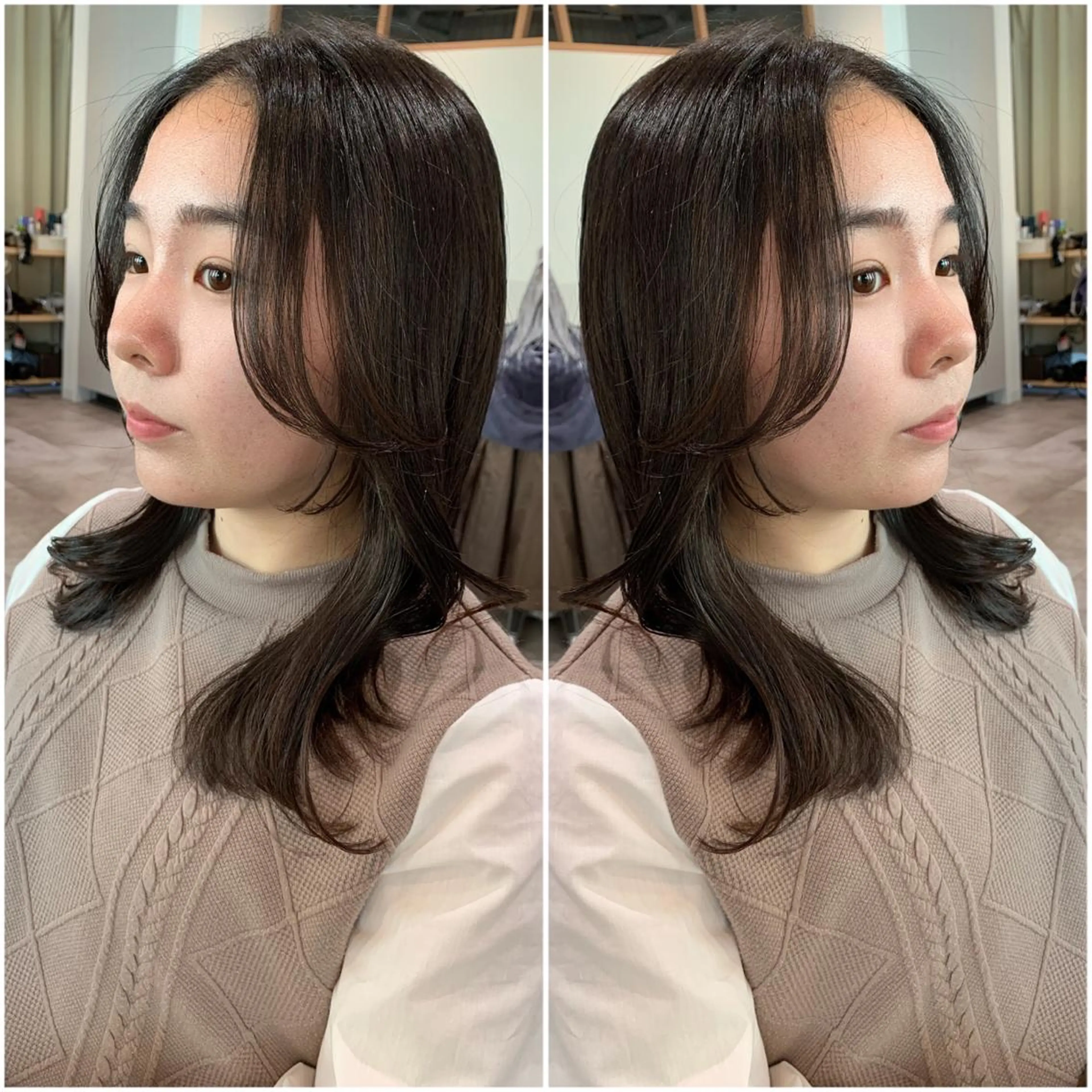 セミロング ヘアアレンジ くびれヘア くせ毛 カット トリートメント 韓国hair🦋 Nanaのヘアスタイル