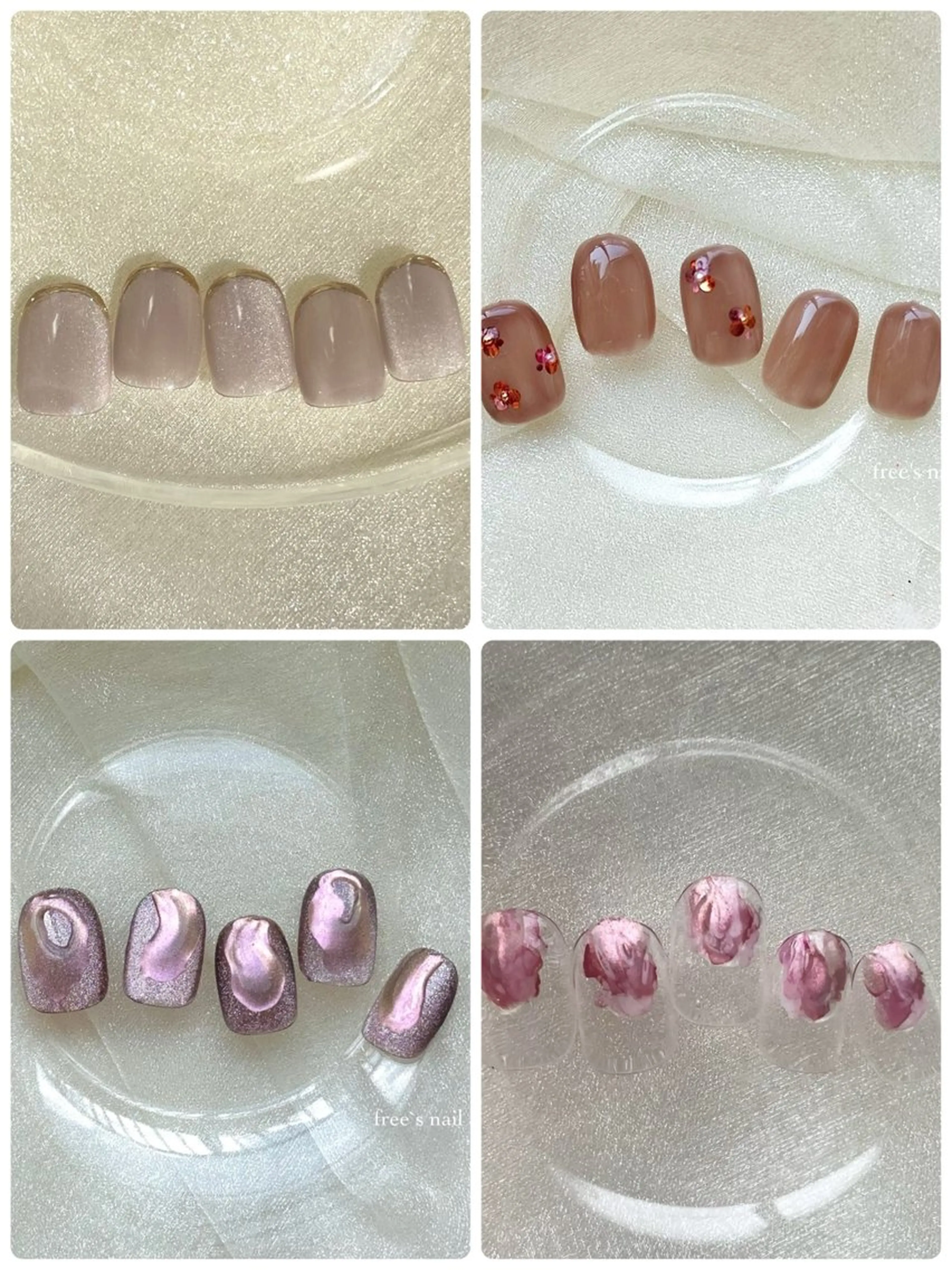 ネイル フラッシュネイル フラワーネイル ゴールド マグネットネイル ミラーネイル Free's nail　Sakiのネイルデザイン