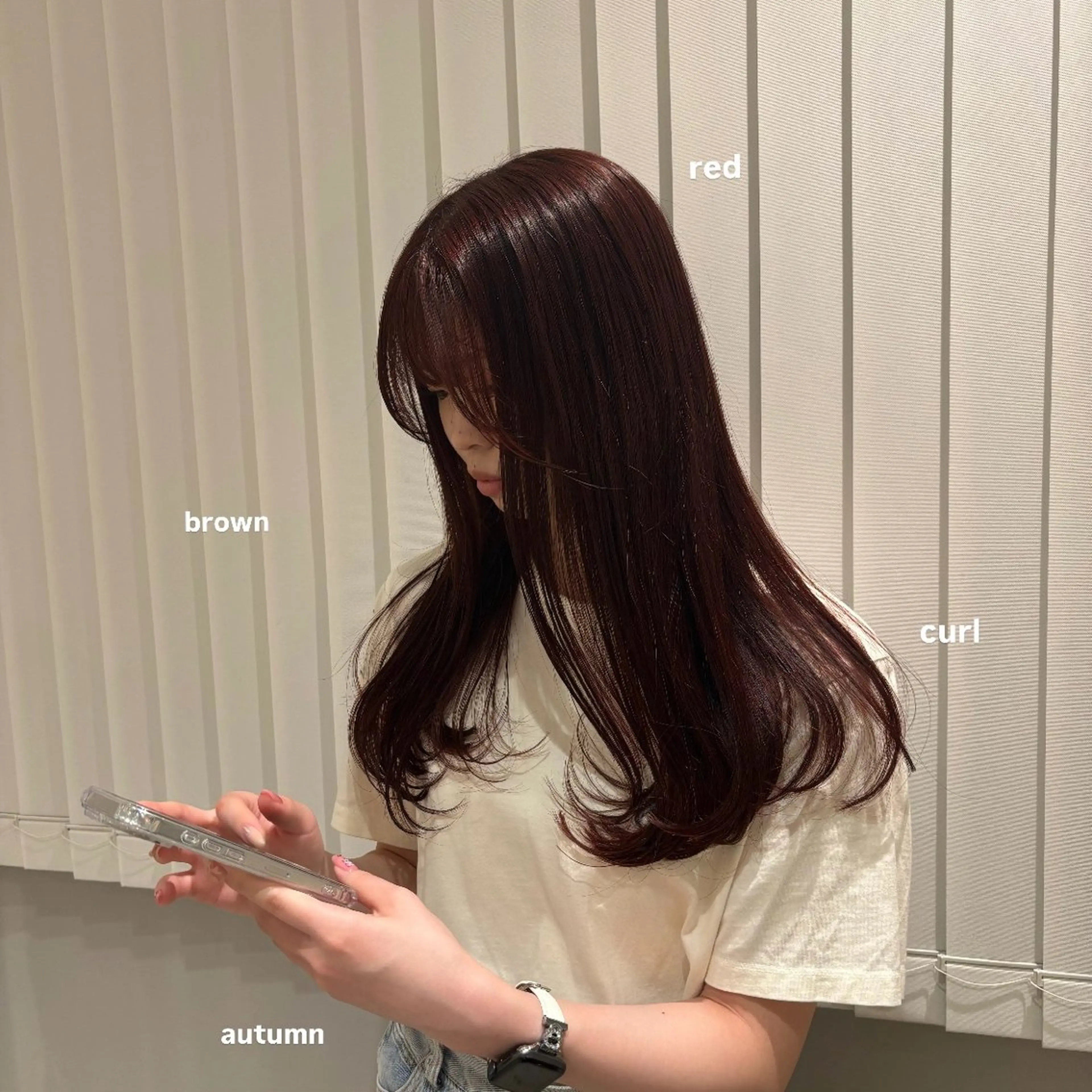 ロング カラー ブリーチ ブラウンカラー ブリーチなしカラー レッドカラー レッドブラウン kelly.un MIUのヘアスタイル