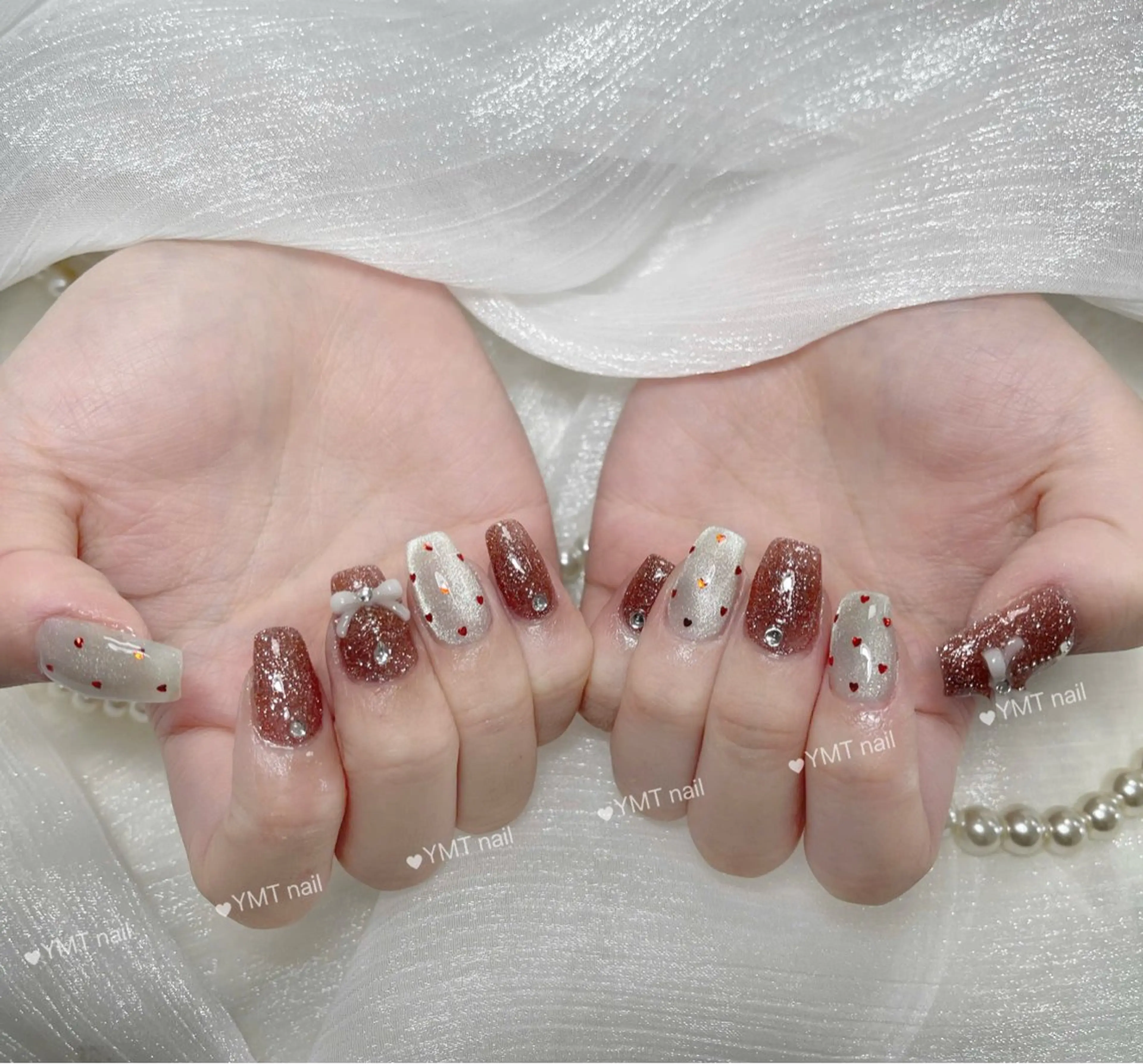 ネイル 長さ出し フットネイル ジェルネイル 韓国ネイル マグネットネイル ハンドネイル YMT NailStudioのネイルデザイン