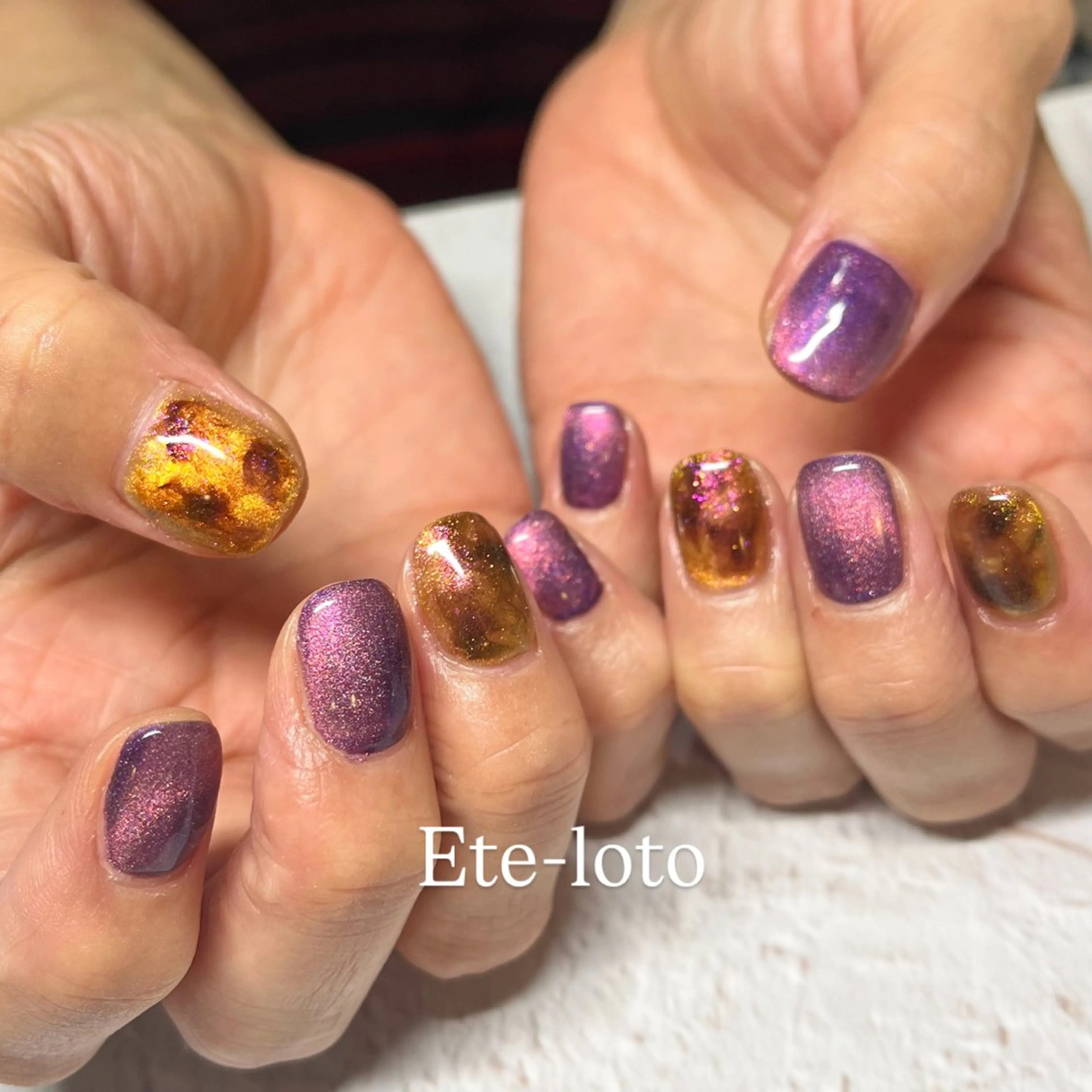 ネイル べっ甲ネイル ハロウィン マグネットネイル ハンドネイル nail bar Ete-lotoのネイルデザイン
