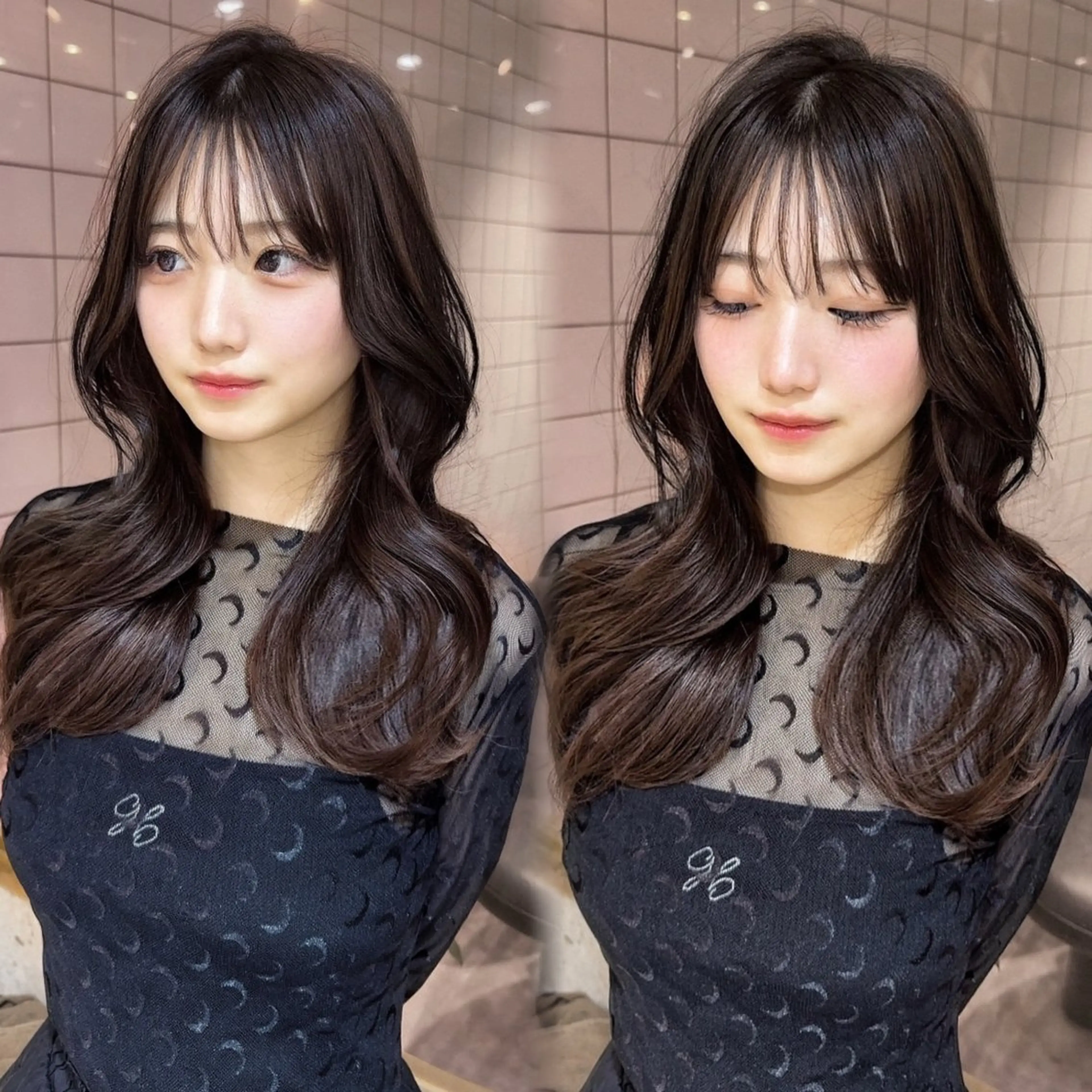 カラー ブラウンカラー 透明感カラー misaki 💖 美髪矯正/韓国ボブのヘアスタイル