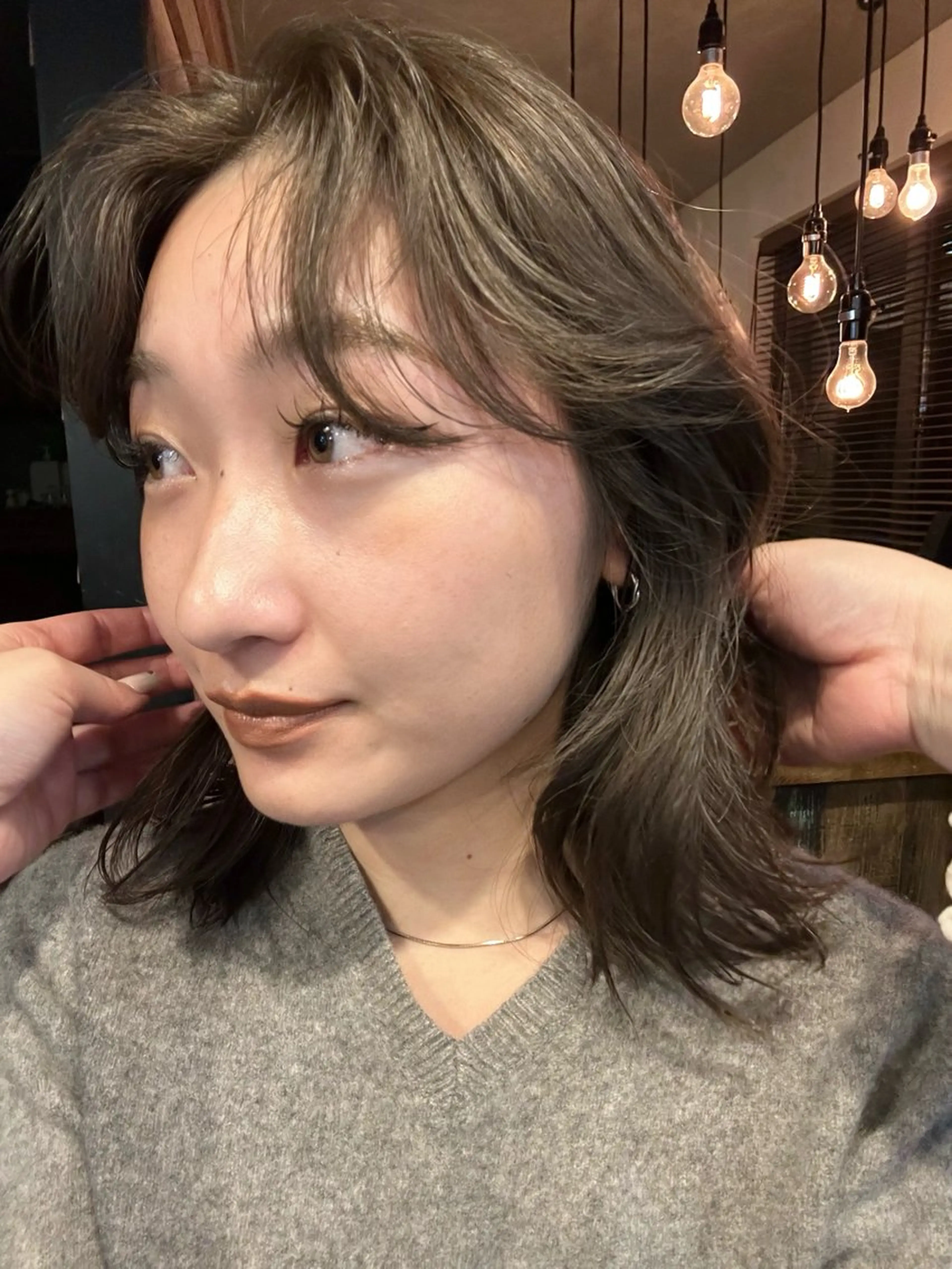 ミディアム カラー パーマ カット ヘアカラー レイヤー/透明感/ ブリーチなし/わかなのヘアスタイル