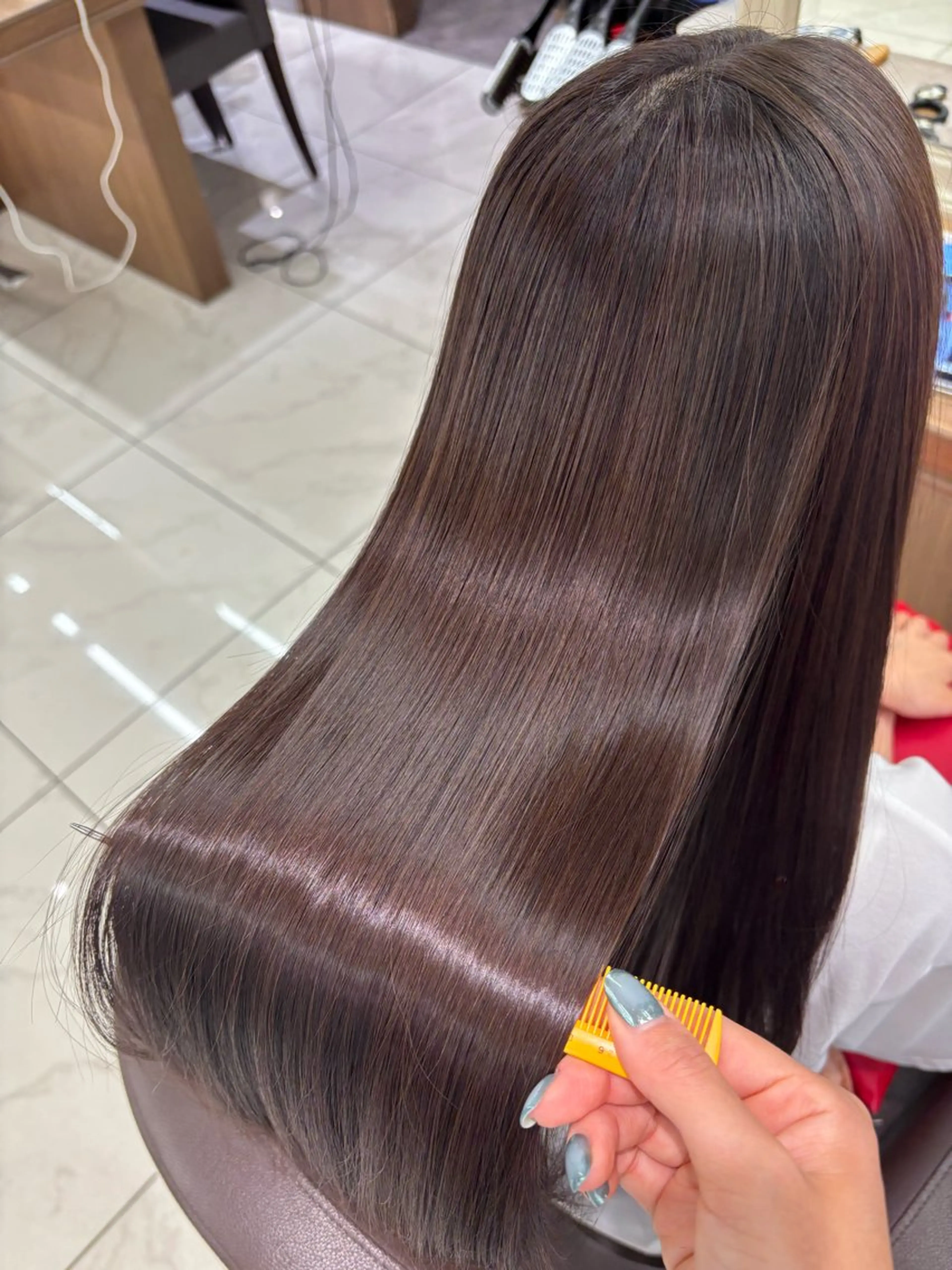 ロング パーマ 髪質改善 縮毛矯正 長妻莉央/縮毛矯正 髪質改善カラーのヘアスタイル