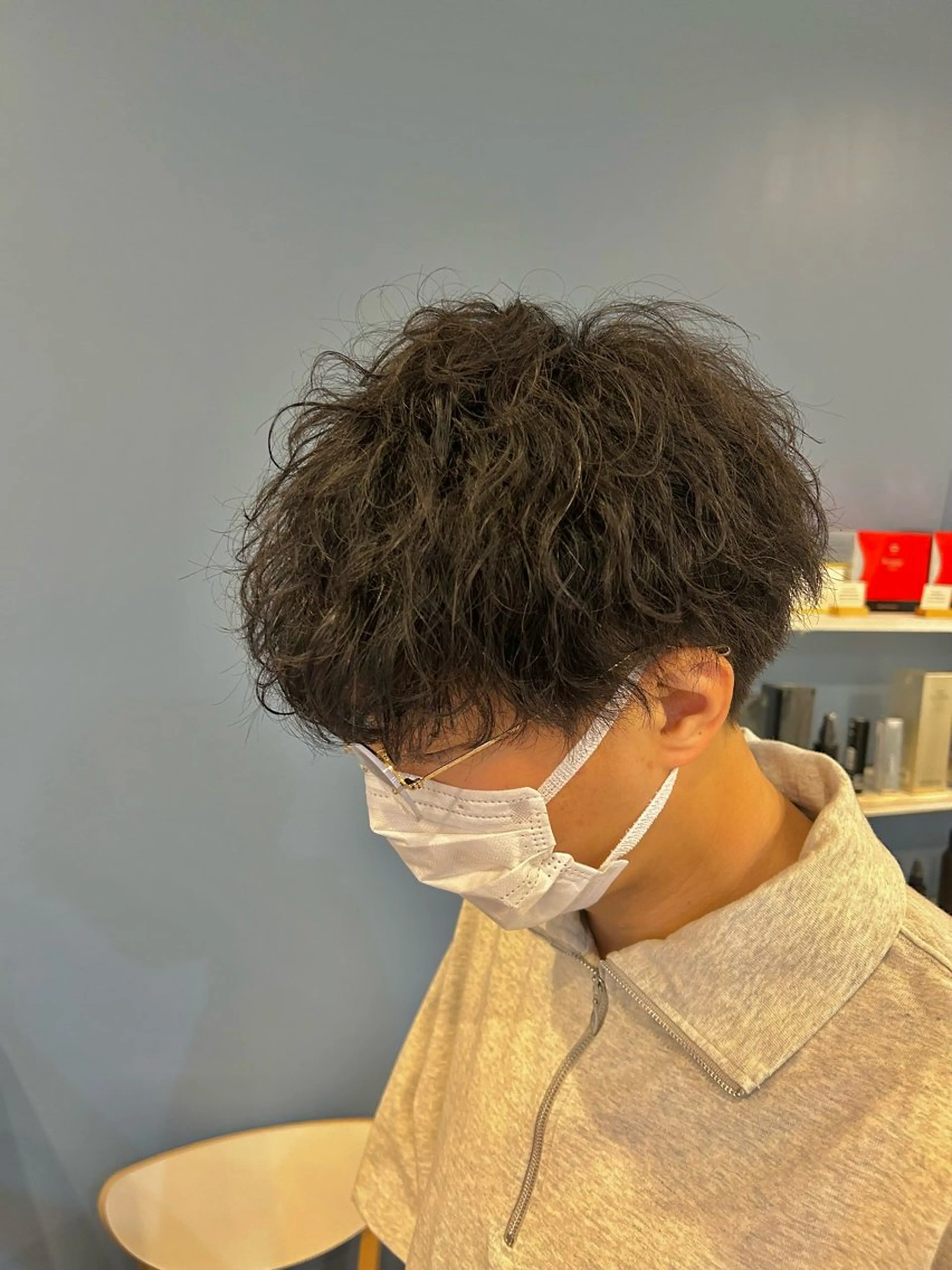 ショート パーマ メンズ マッシュ 刈り上げ 松林 大暉のヘアスタイル