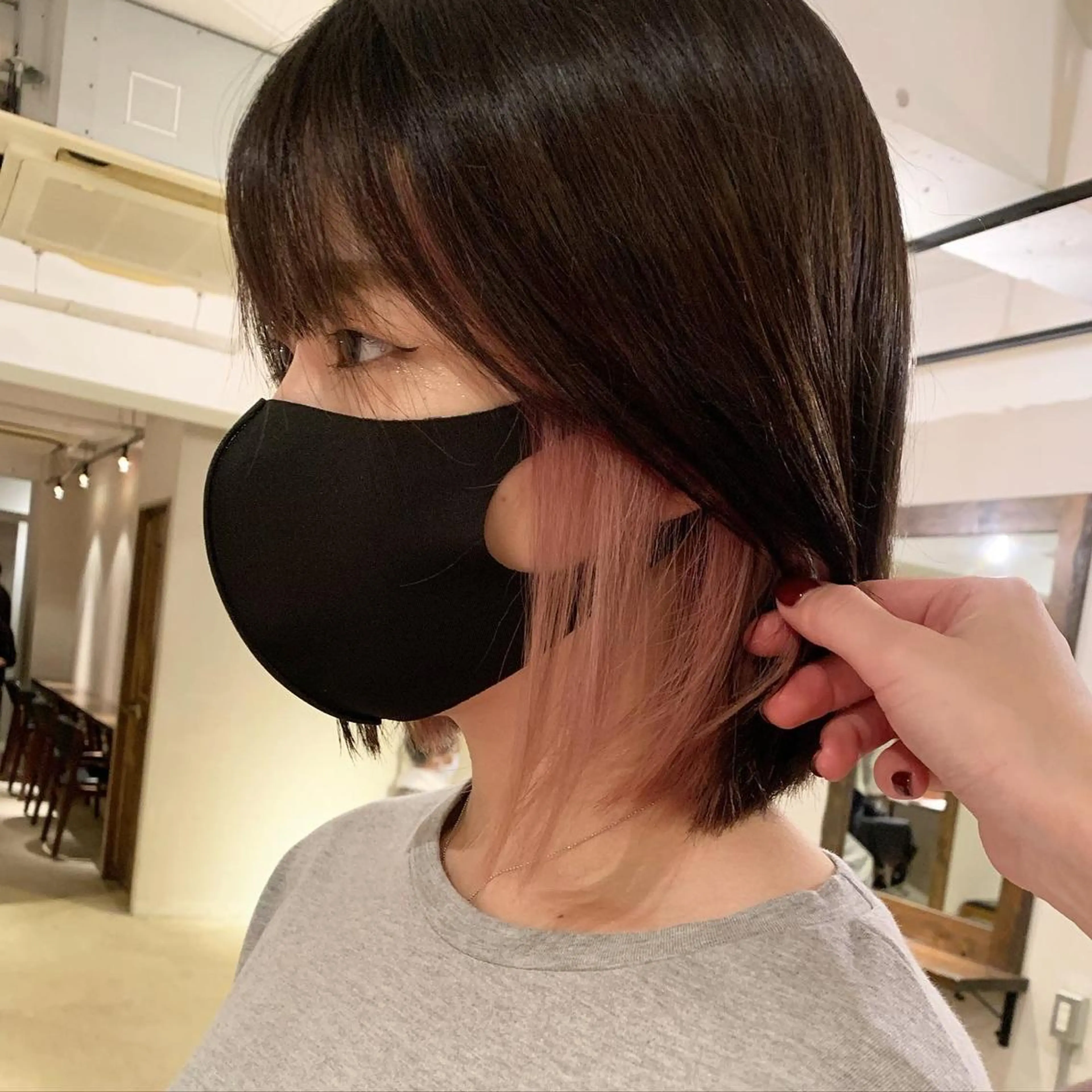 ミディアム カラー 透明感/オリーブ/ グレージュ/YUKAのヘアスタイル