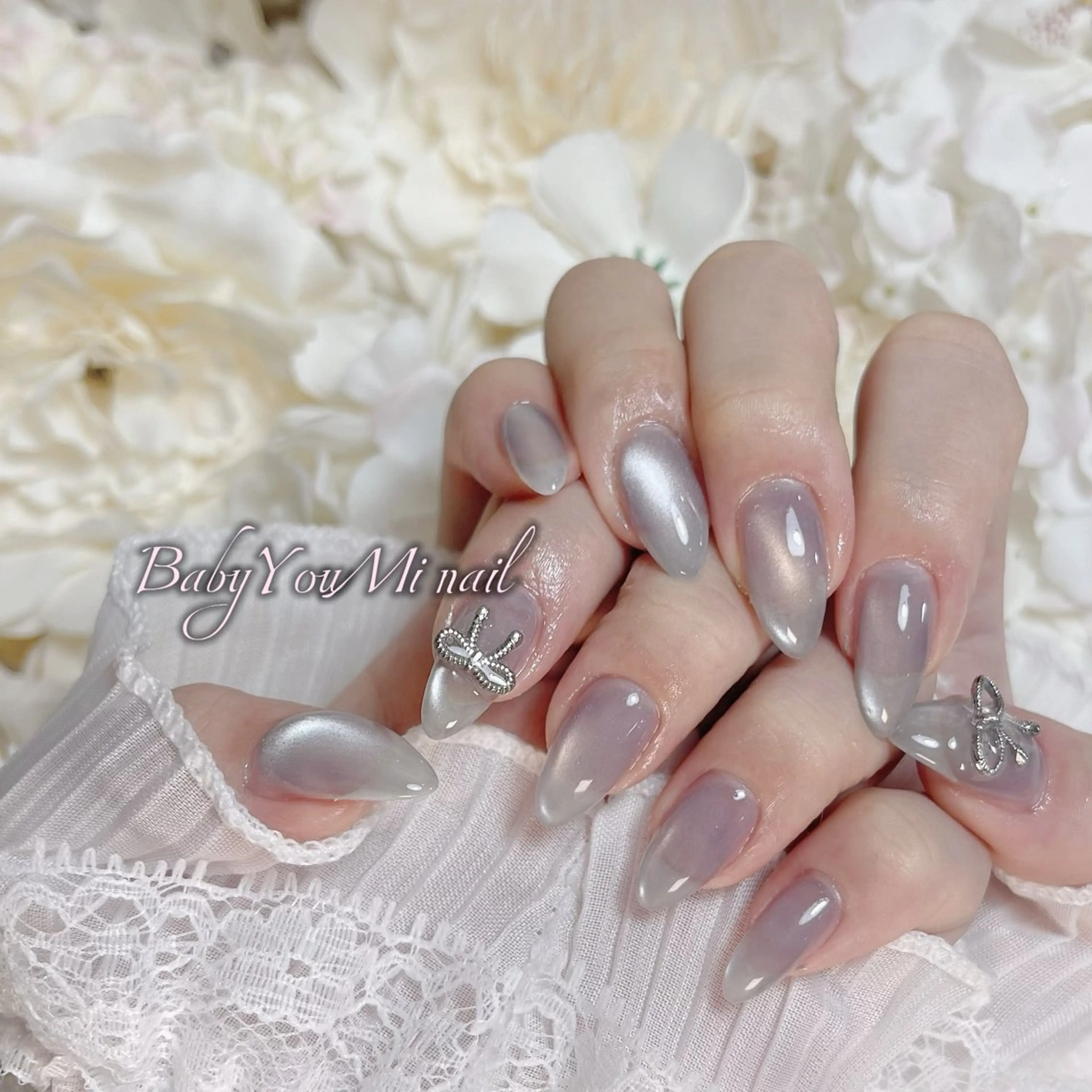 ネイル オーロラネイル 成人式 フットネイル フレンチネイル ジェルネイル ハンドネイル Oomiya 服部のネイルデザイン