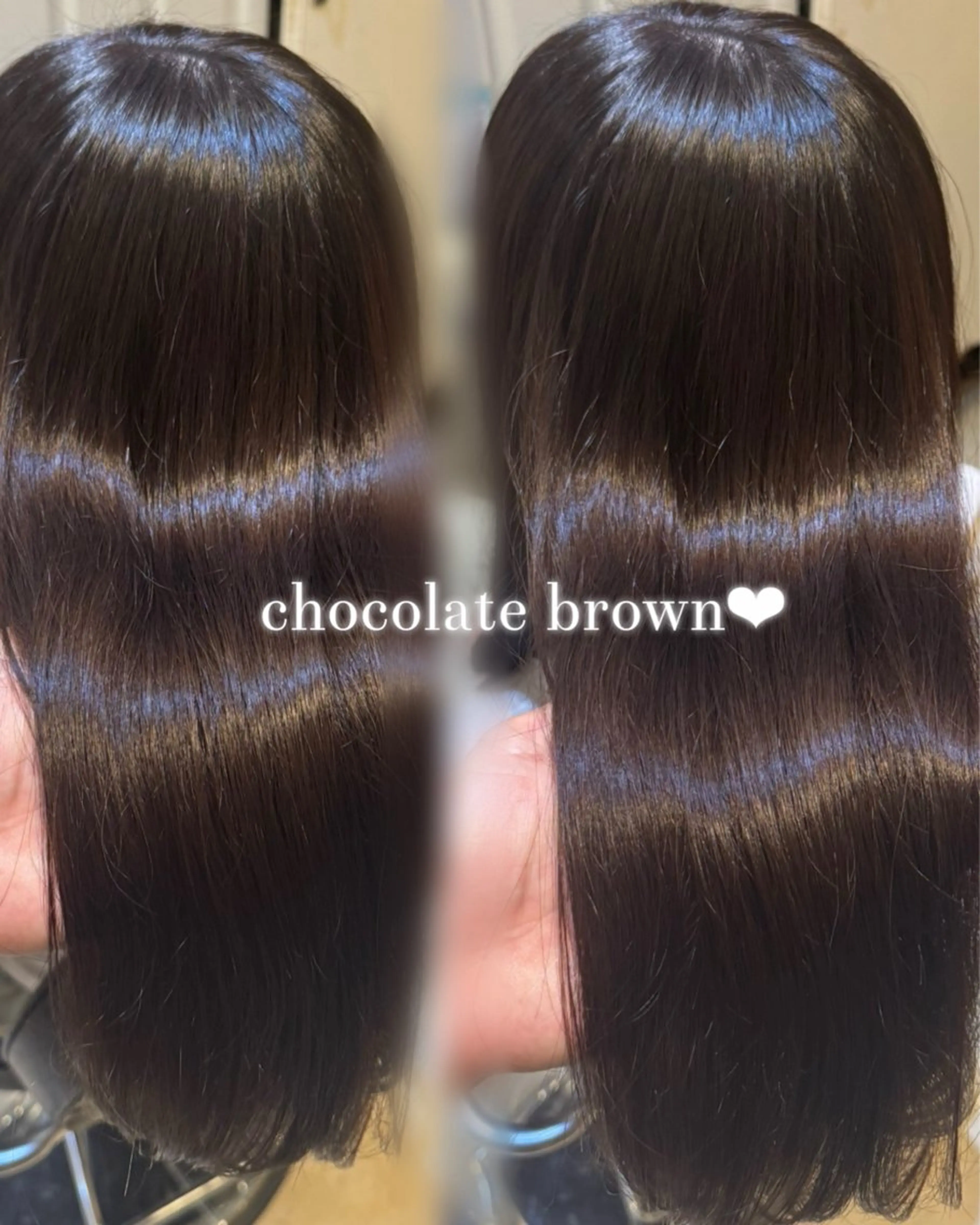ミディアム チョコレートブラウン カット ヘアカラー トリートメント 💎艶カラー髪質改善 💎🐇uraraのヘアスタイル
