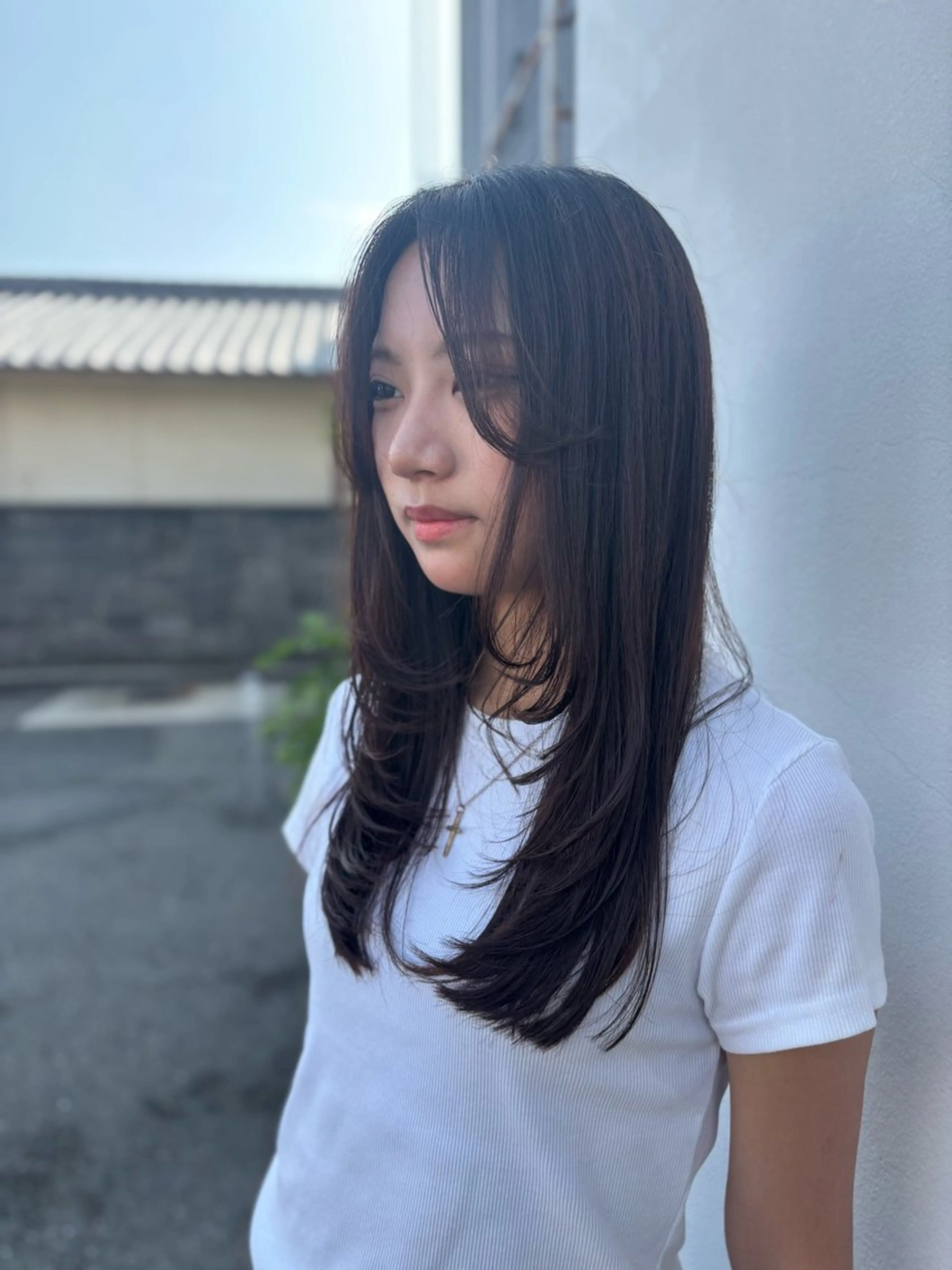 ロング 顔まわりレイヤー レイヤーカット カット 落海 風花のヘアスタイル