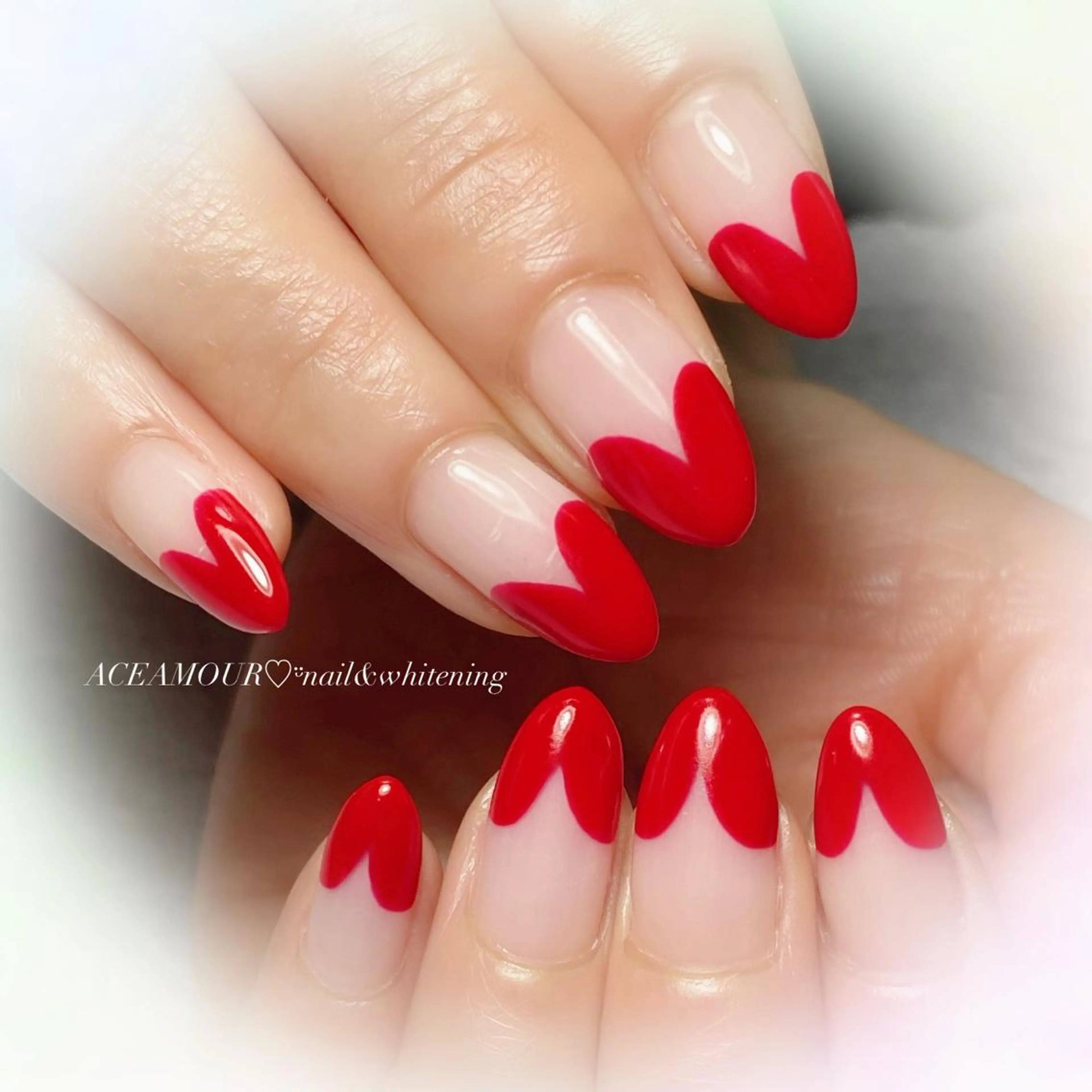 ネイル フレンチネイル ハート シンプルネイル ネイル/耳つぼ /新ホワイトニングのネイルデザイン