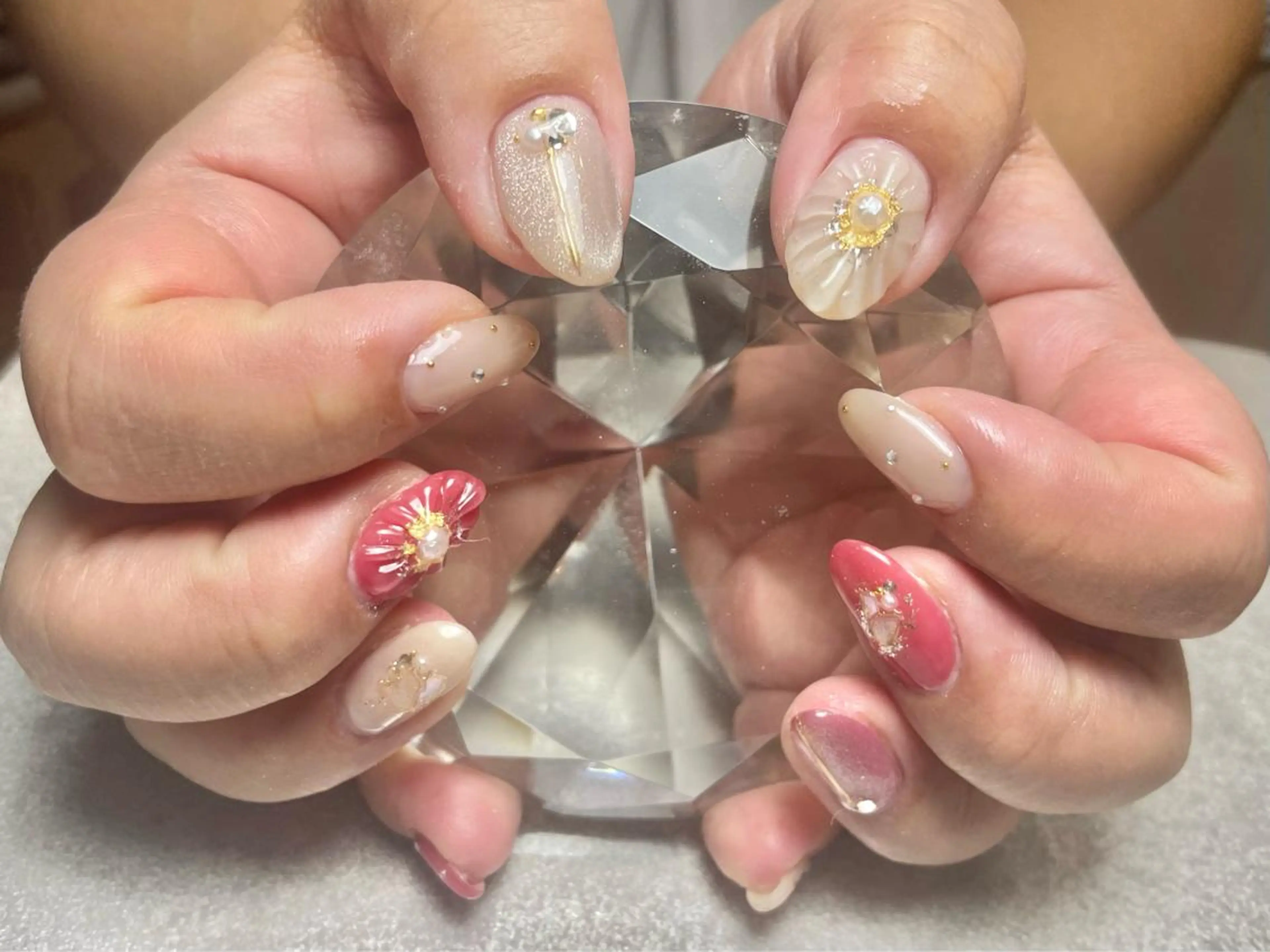 ネイル フラワーネイル ミラーネイル ぷっくりネイル BLANC.nail yuuのネイルデザイン